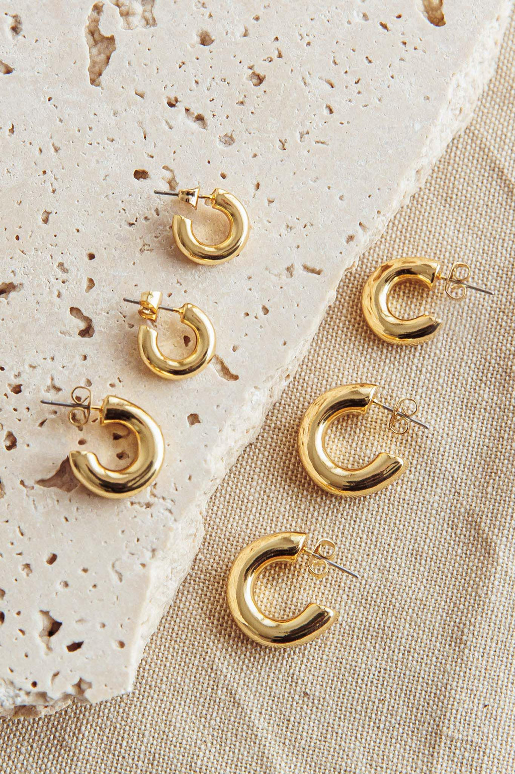 Kya Chunky Half-Hoop Set Gold Plated by Selfie Leslie