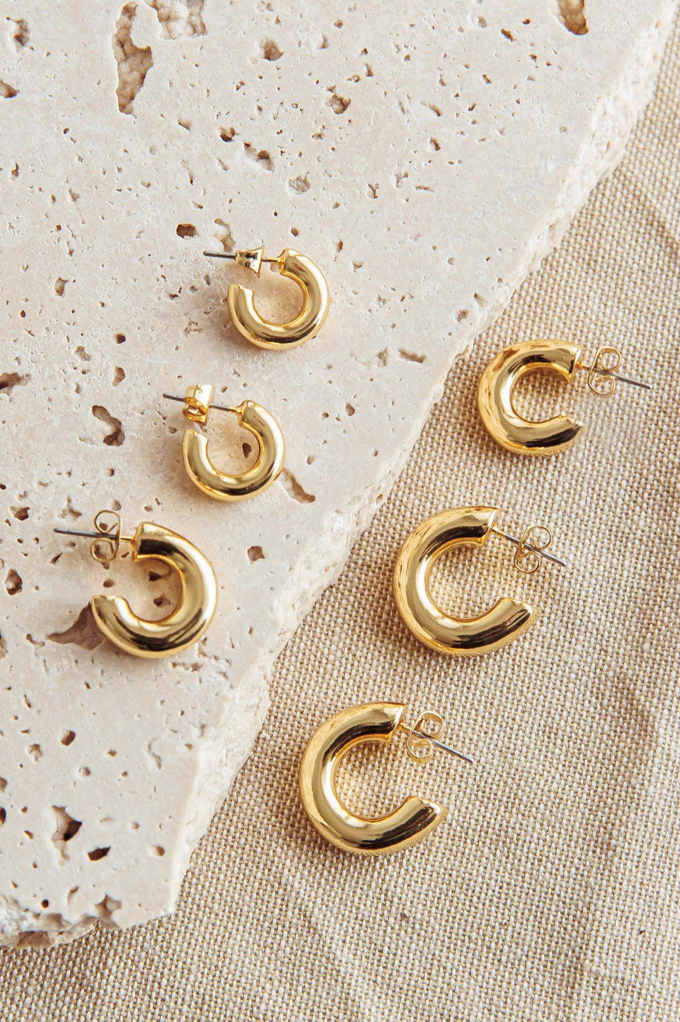 Kya Chunky Half-Hoop Set Gold Plated by Selfie Leslie