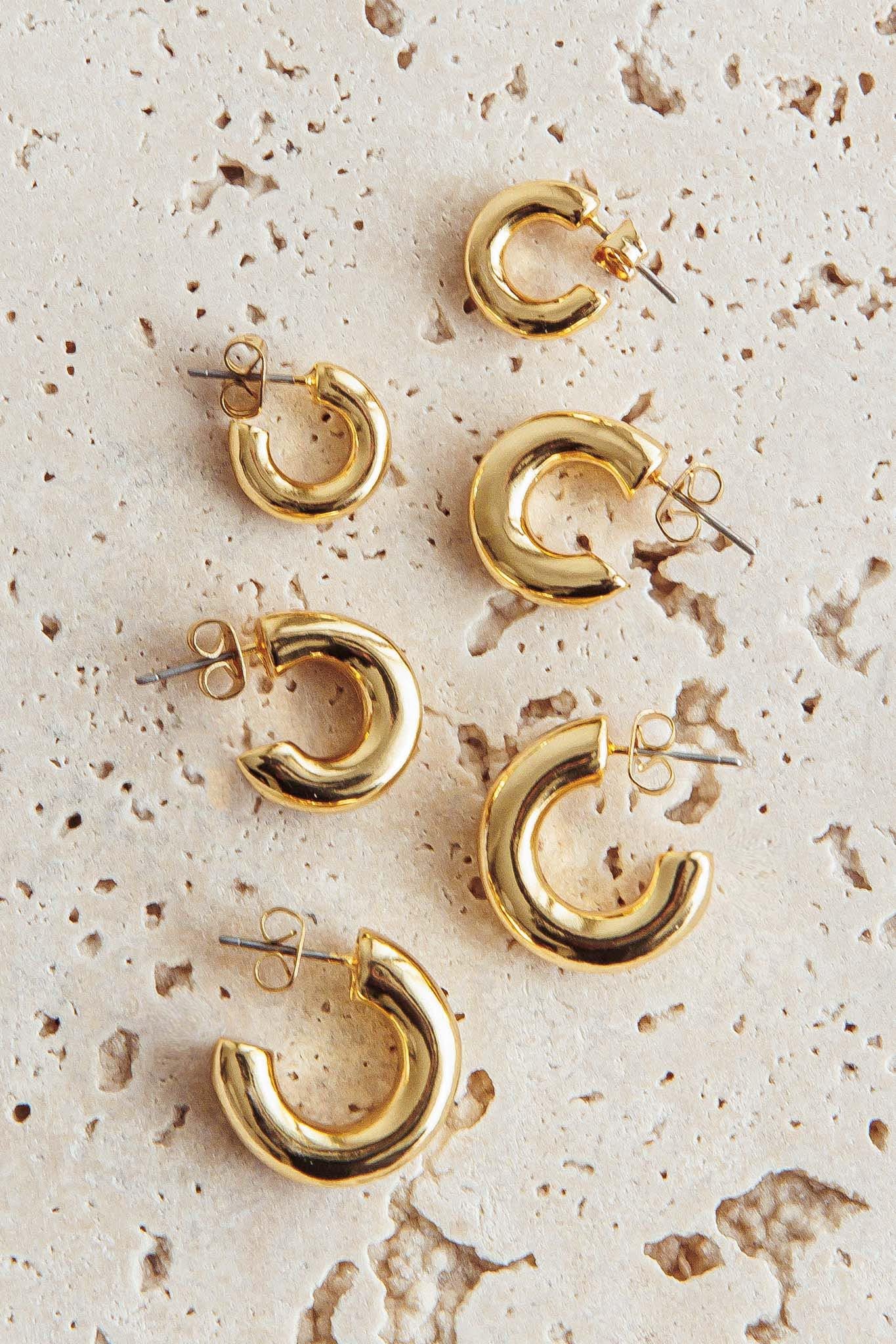 Kya Chunky Half-Hoop Set Gold Plated by Selfie Leslie