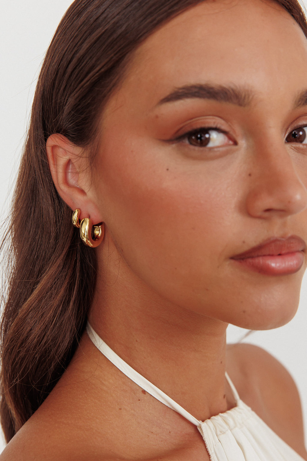 Kya Chunky Half-Hoop Set Gold Plated by Selfie Leslie