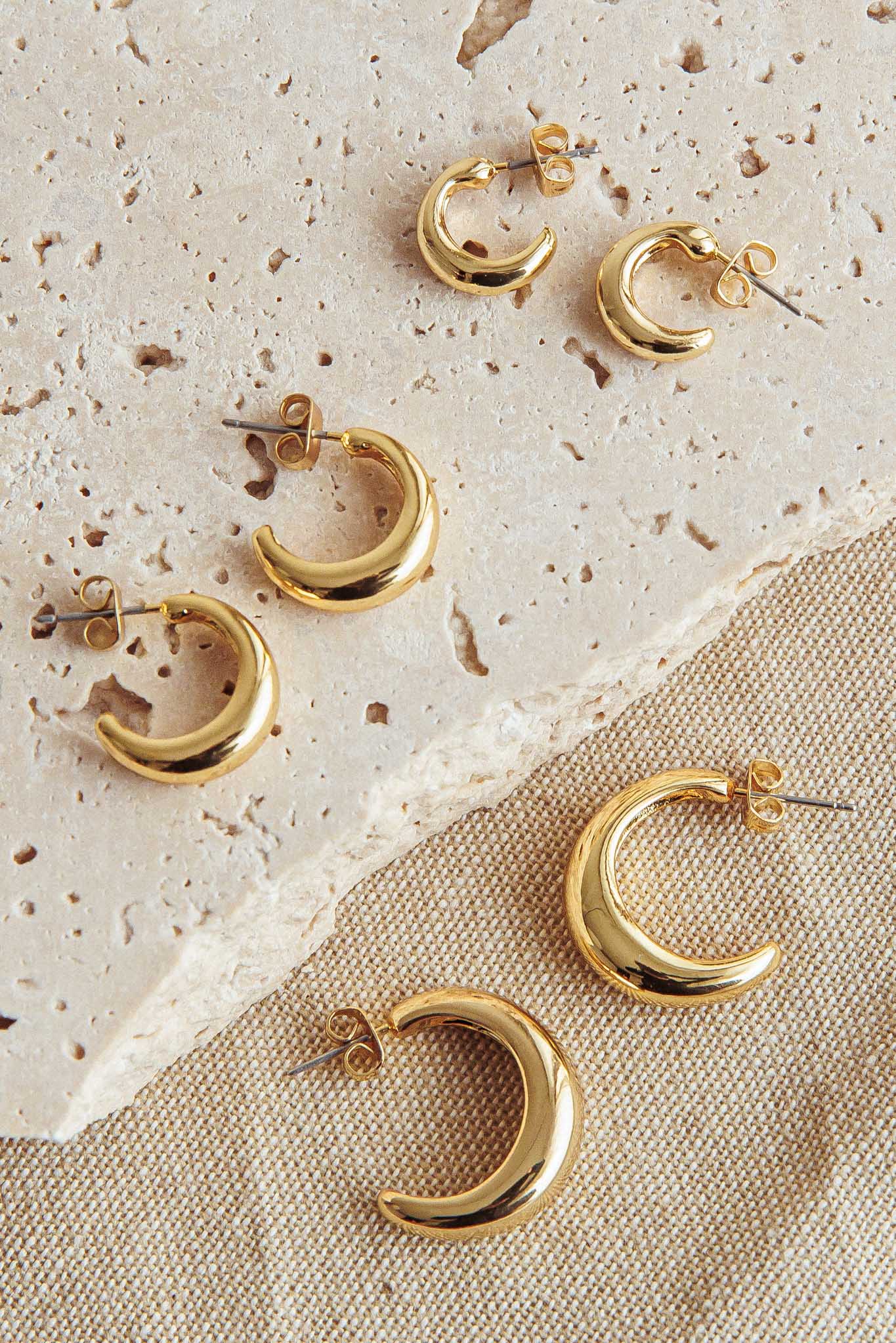 Cece Half-Hoop Earrings Set Gold Plated by Selfie Leslie