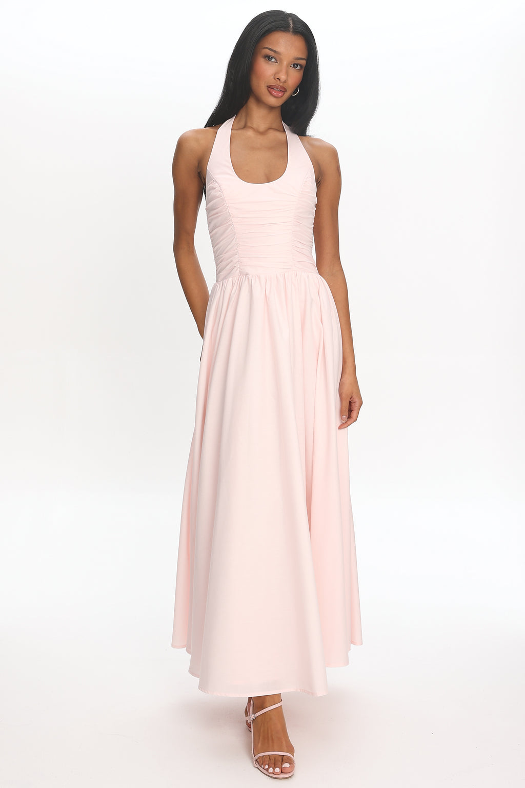 Siana Ruched Halter Gown Rosewater