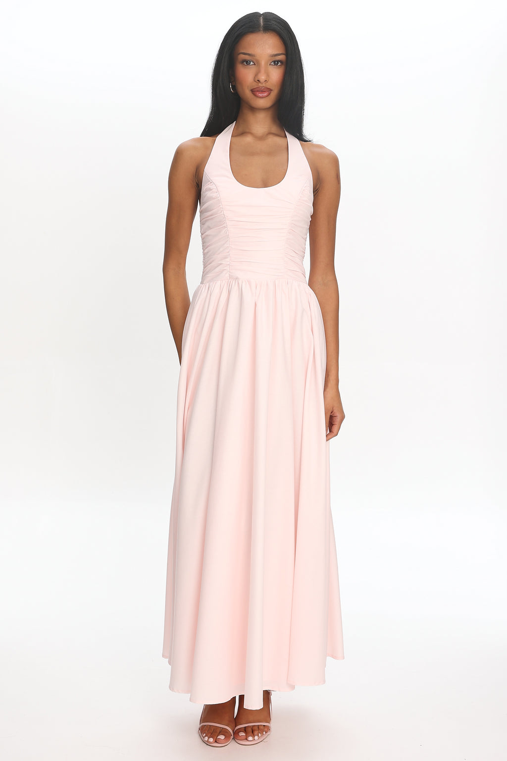 Siana Ruched Halter Gown Rosewater