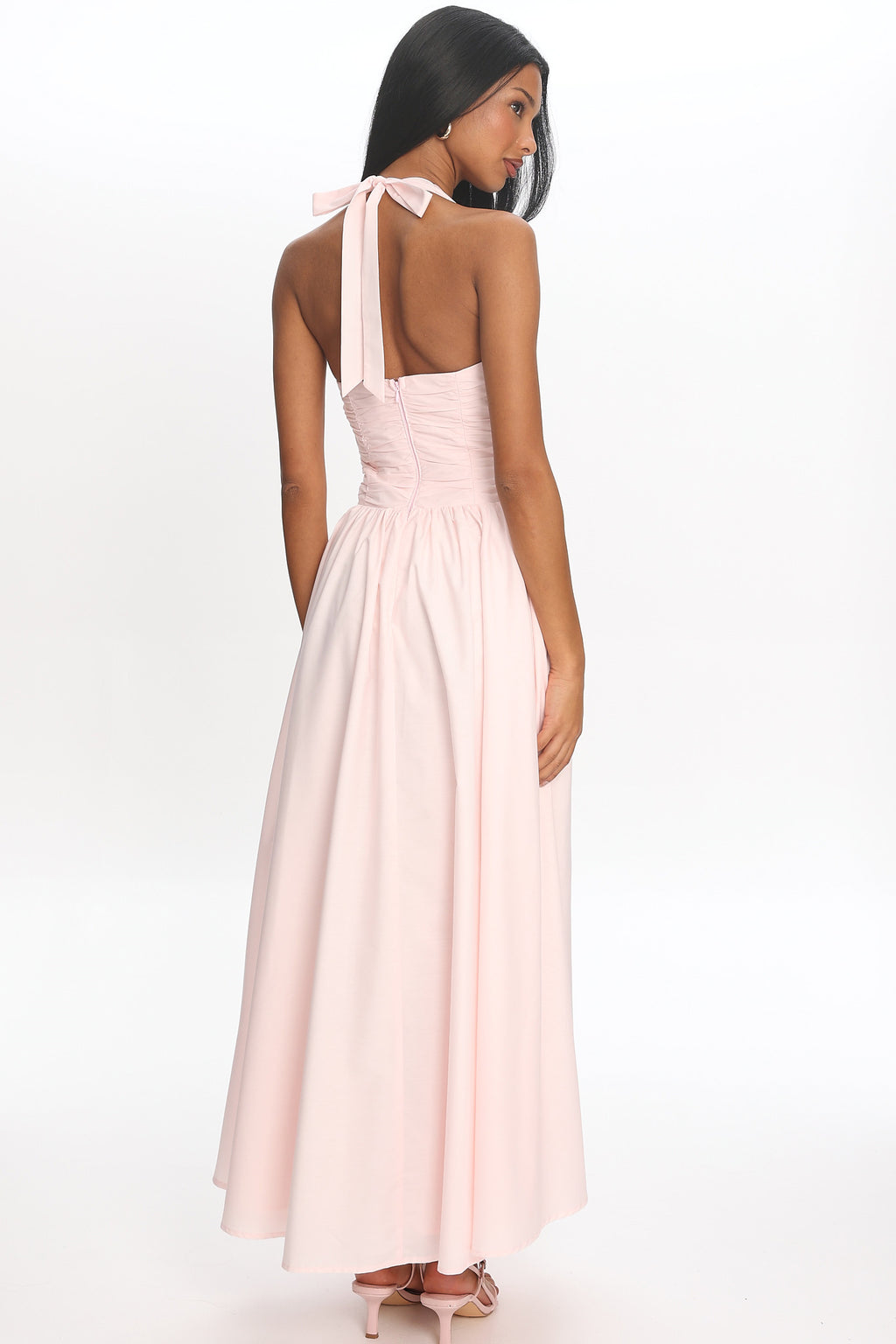 Siana Ruched Halter Gown Rosewater