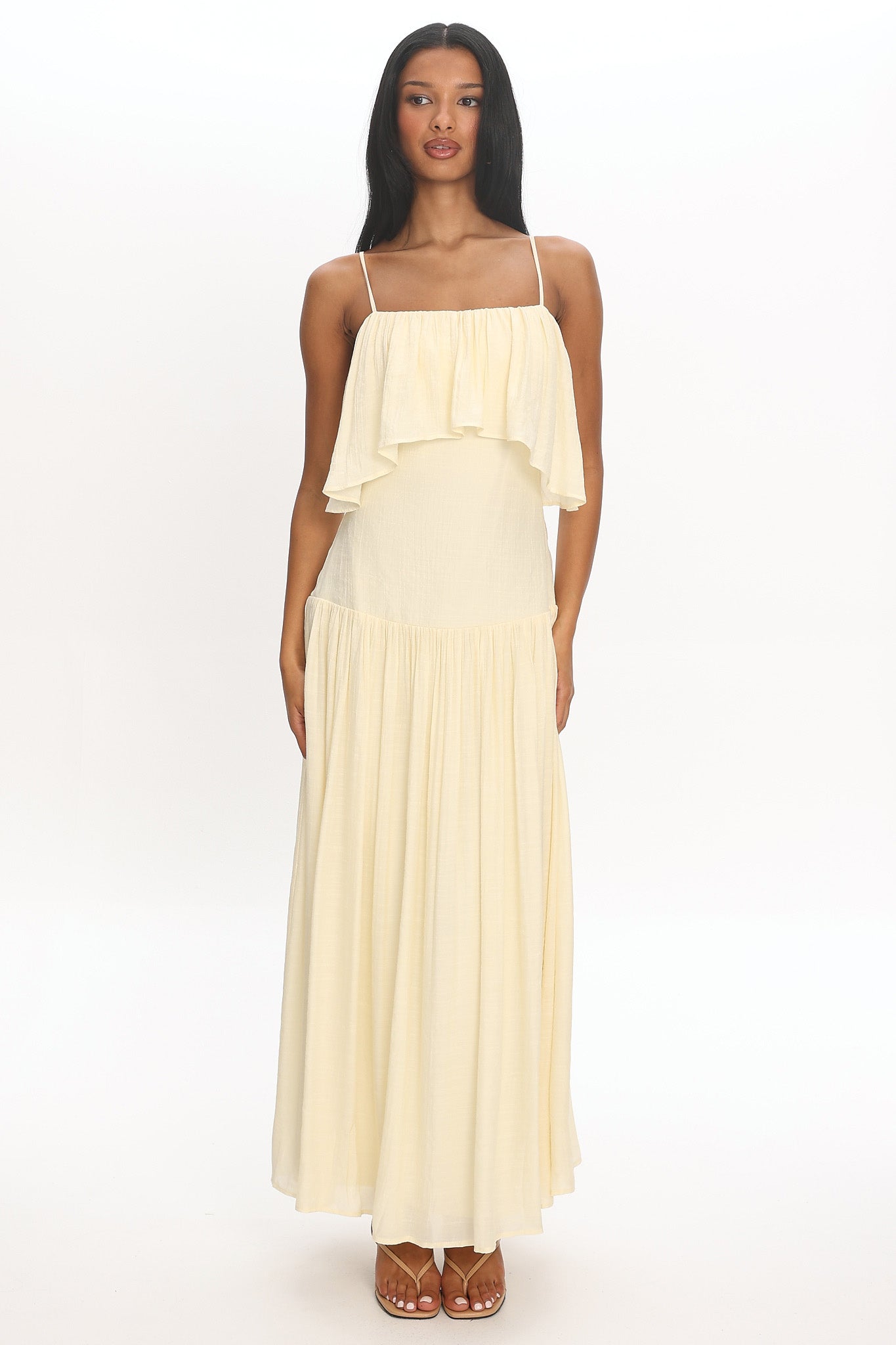 Eros Ruffle Maxi Dress Cream
