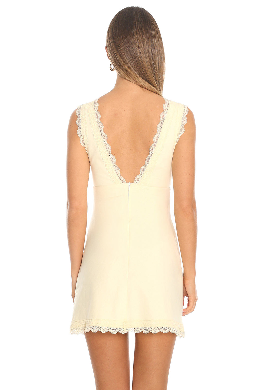 Reckless Heart Lace Trim Mini Dress Butter