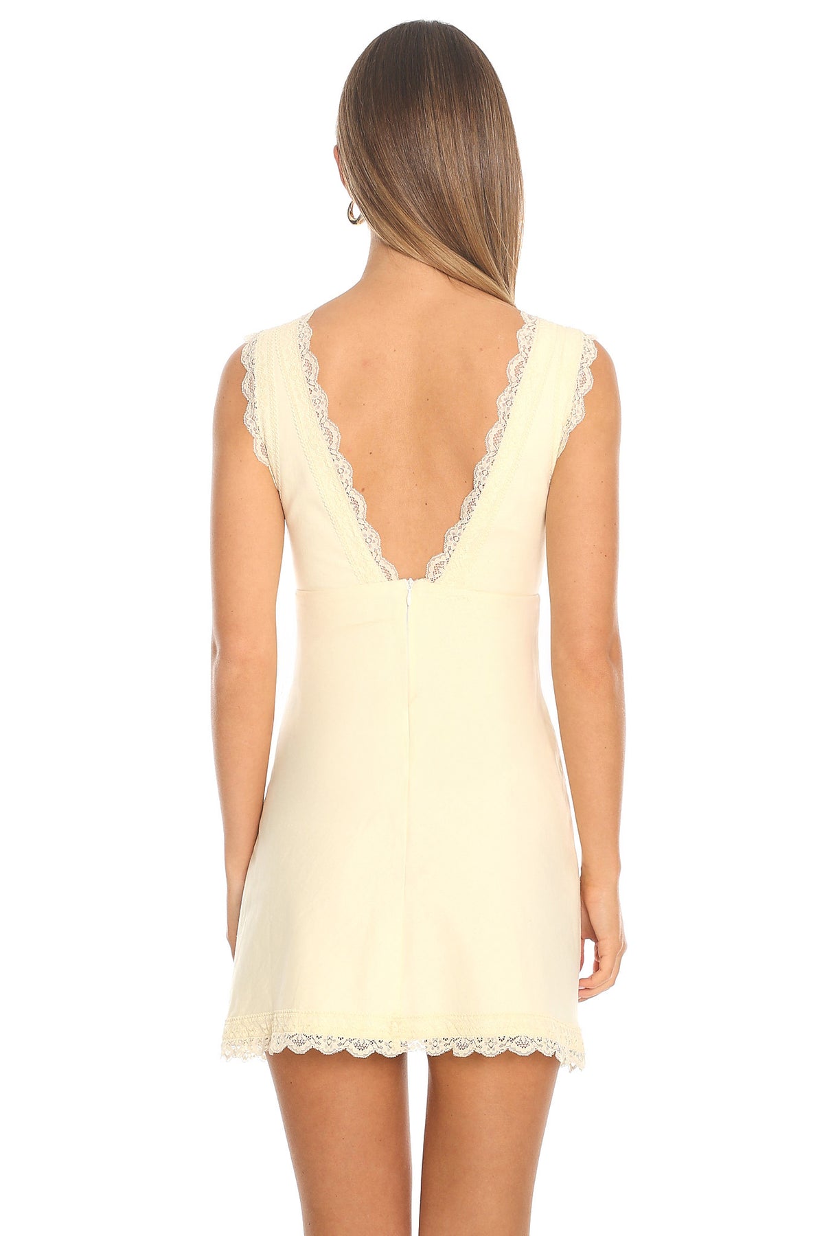 Reckless Heart Lace Trim Mini Dress Butter