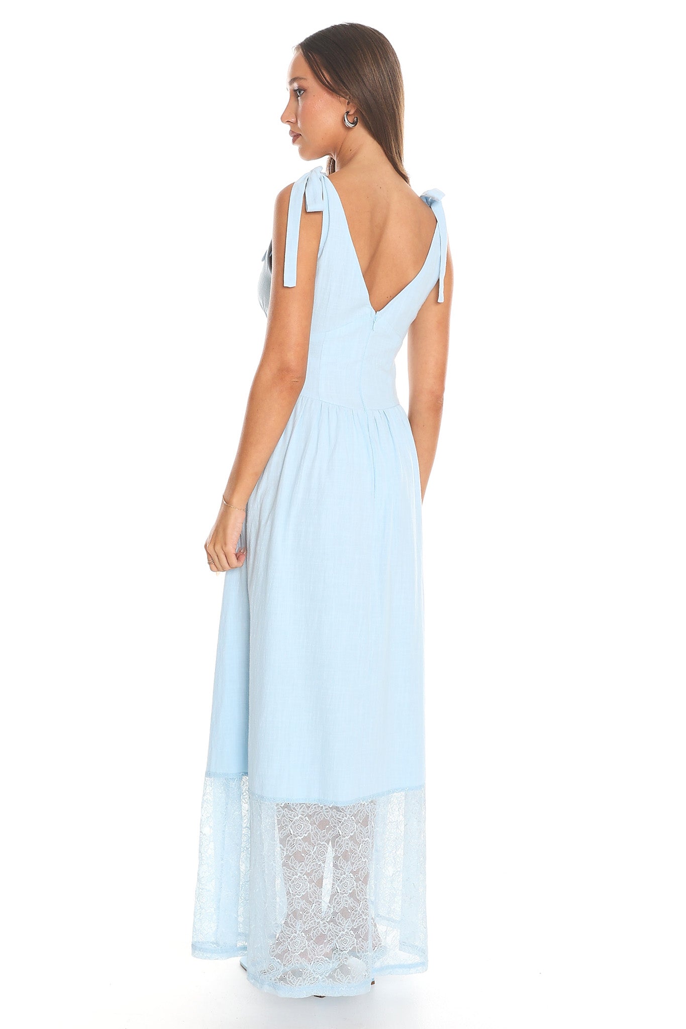 Cloud Dancer Tie-Strap Maxi Dress Light Blue