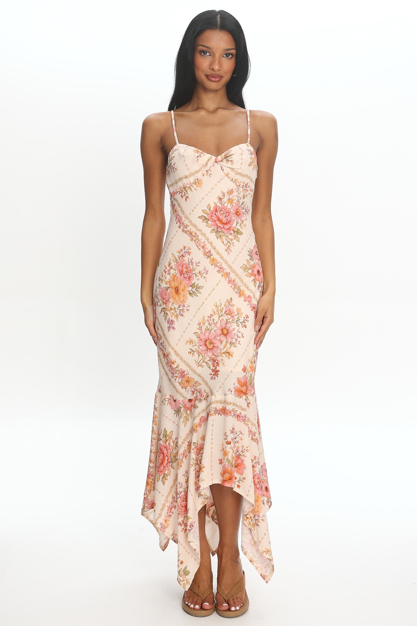 Rosalind Twist-Front Handkerchief Dress Pink