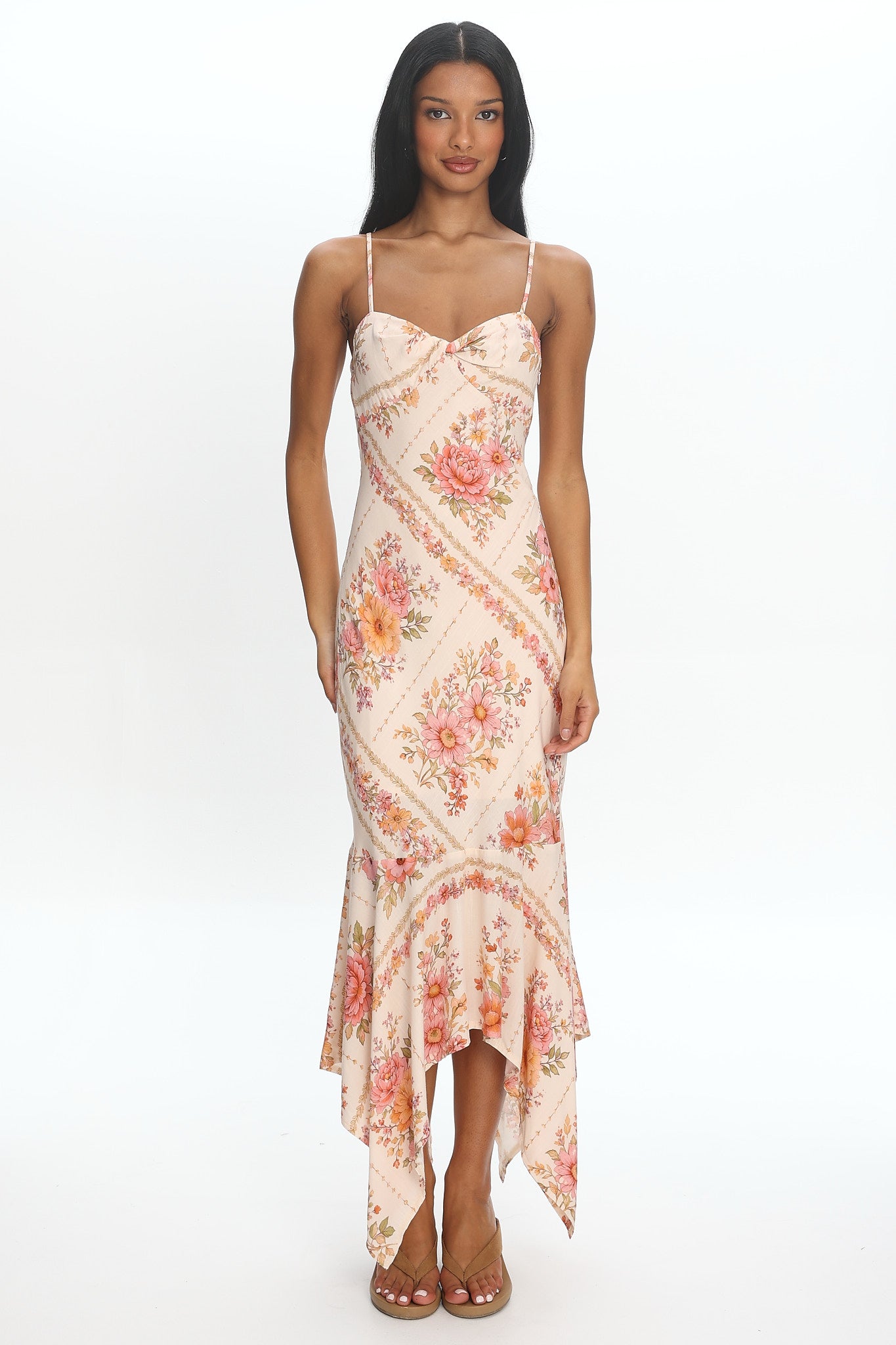 Rosalind Twist-Front Handkerchief Dress Pink