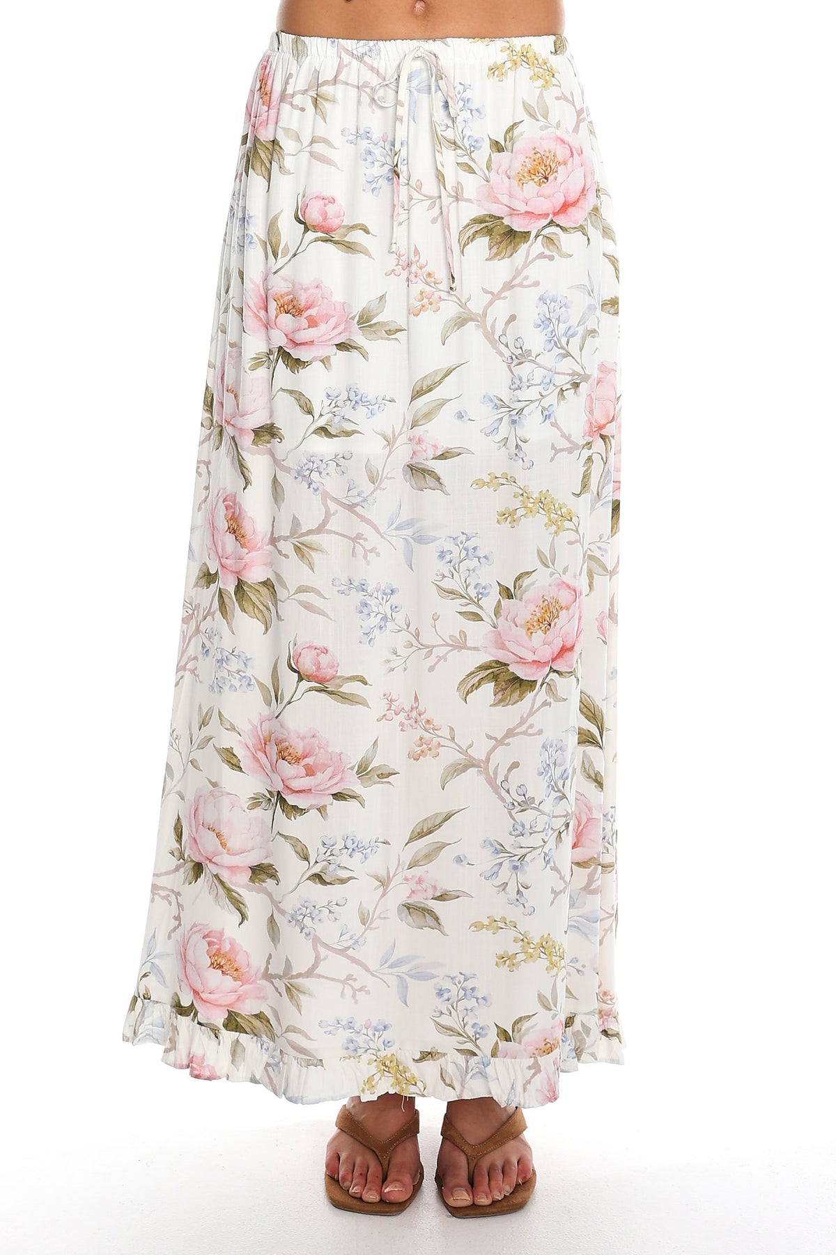 Last Spring Floral Maxi Skirt Off White