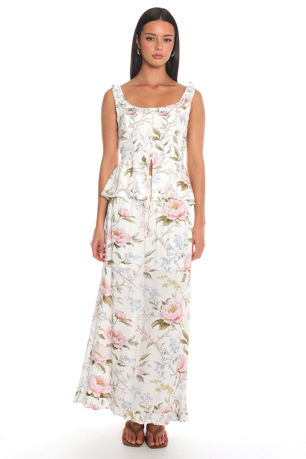Last Spring Floral Maxi Skirt Off White