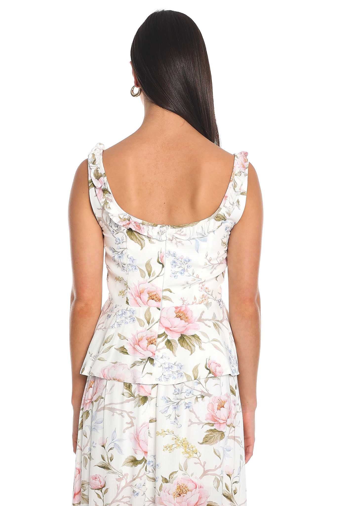 Last Spring Floral Peplum Top Off White