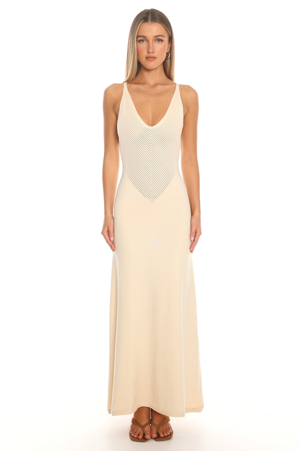 Stolen Kisses Golden Hour Knit Maxi Dress Sand