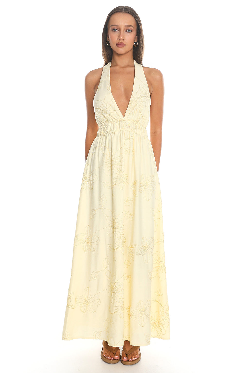 Meridian Halter Maxi Dress Butter by Selfie Leslie