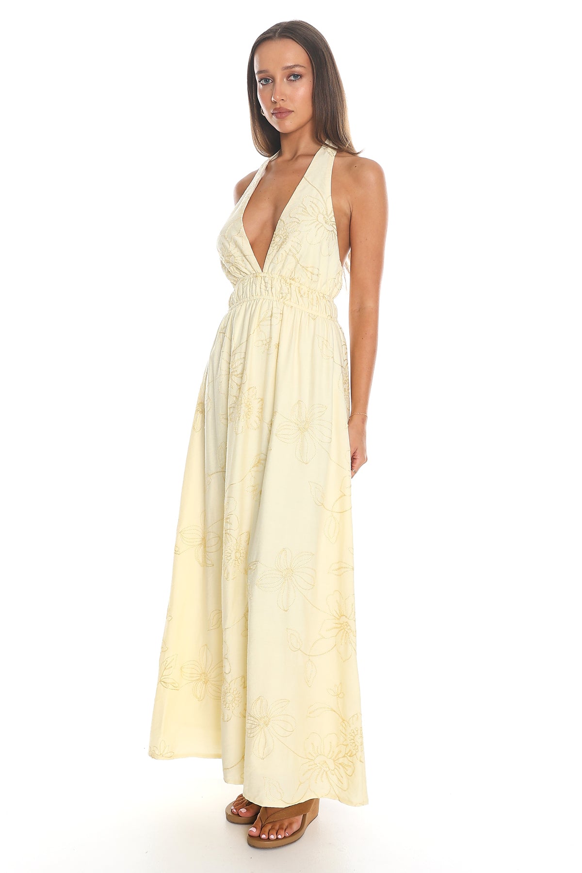 Meridian Halter Maxi Dress Butter by Selfie Leslie