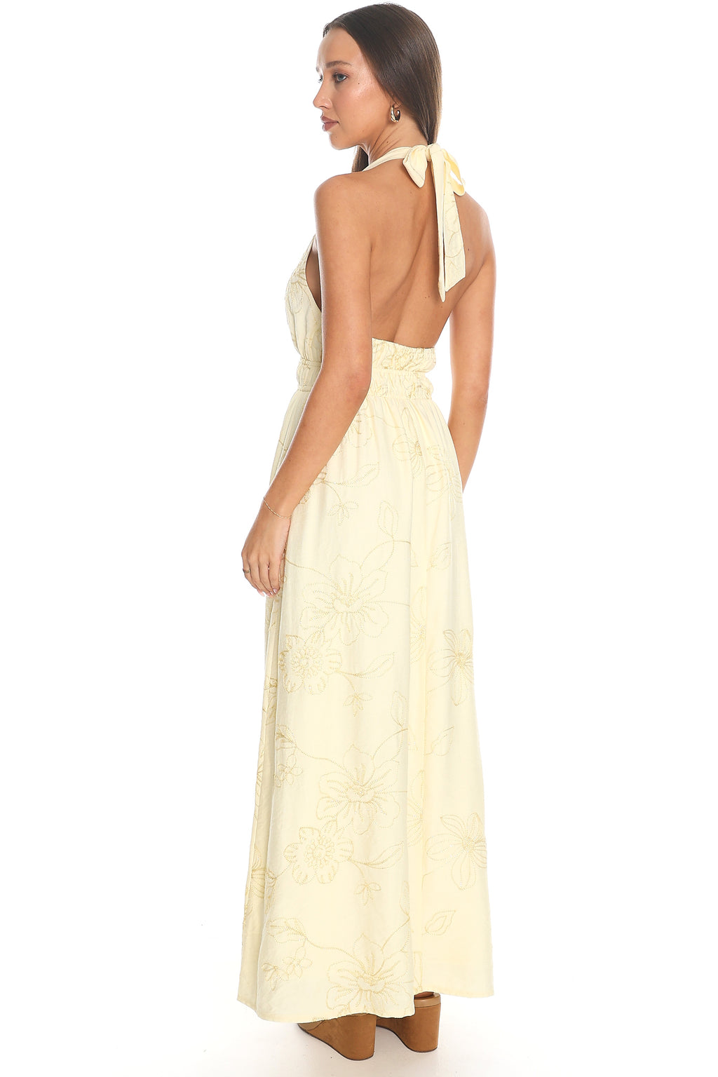 Meridian Halter Maxi Dress Butter by Selfie Leslie