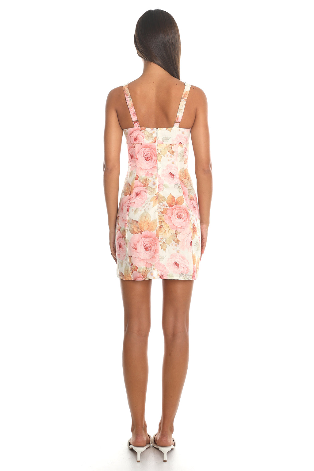 Fields of Love Floral Lace Trim Mini Dress Cream
