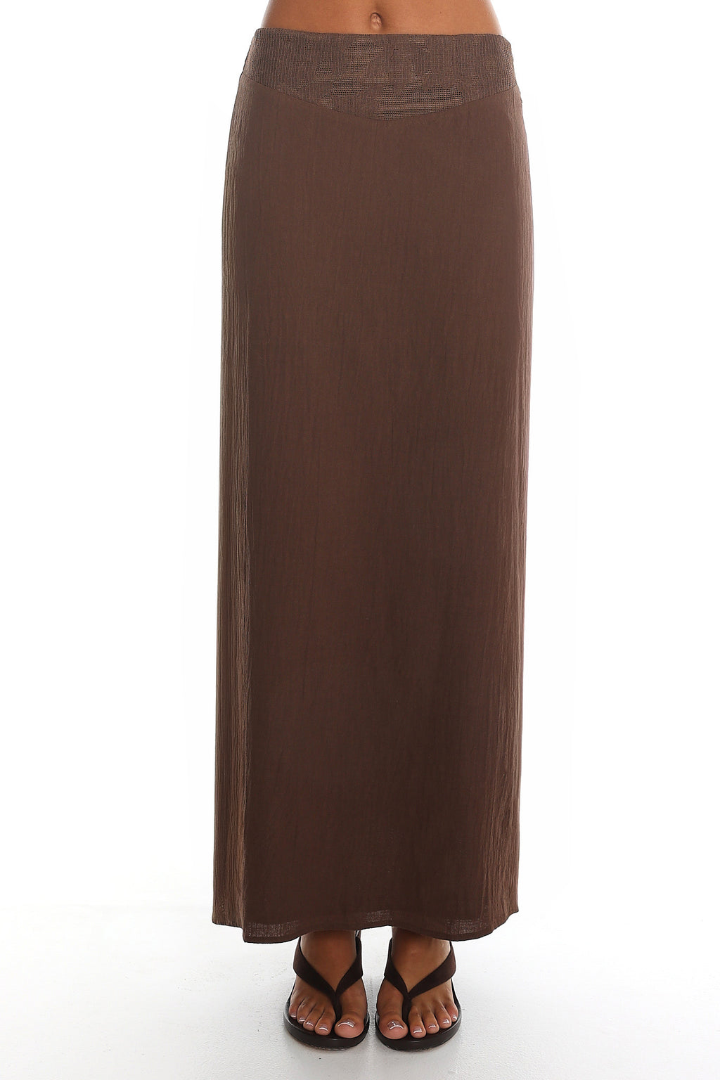 Amber Dune Lace-Trim Maxi Skirt Chocolate