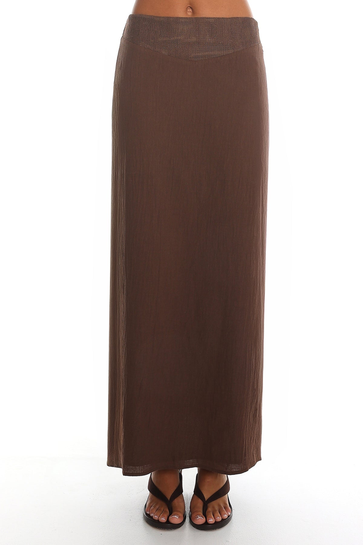 Amber Dune Lace-Trim Maxi Skirt Chocolate