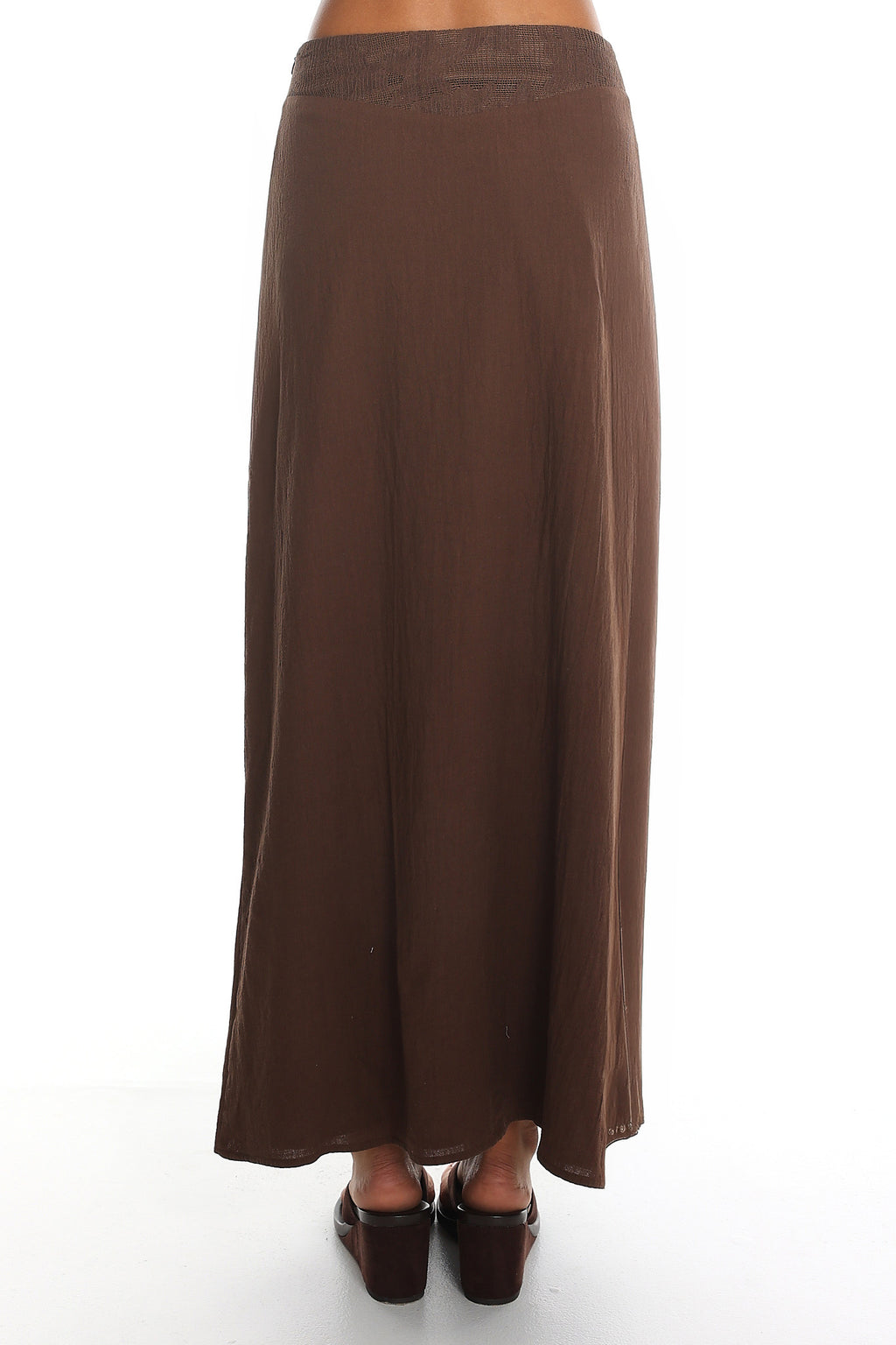 Amber Dune Lace-Trim Maxi Skirt Chocolate