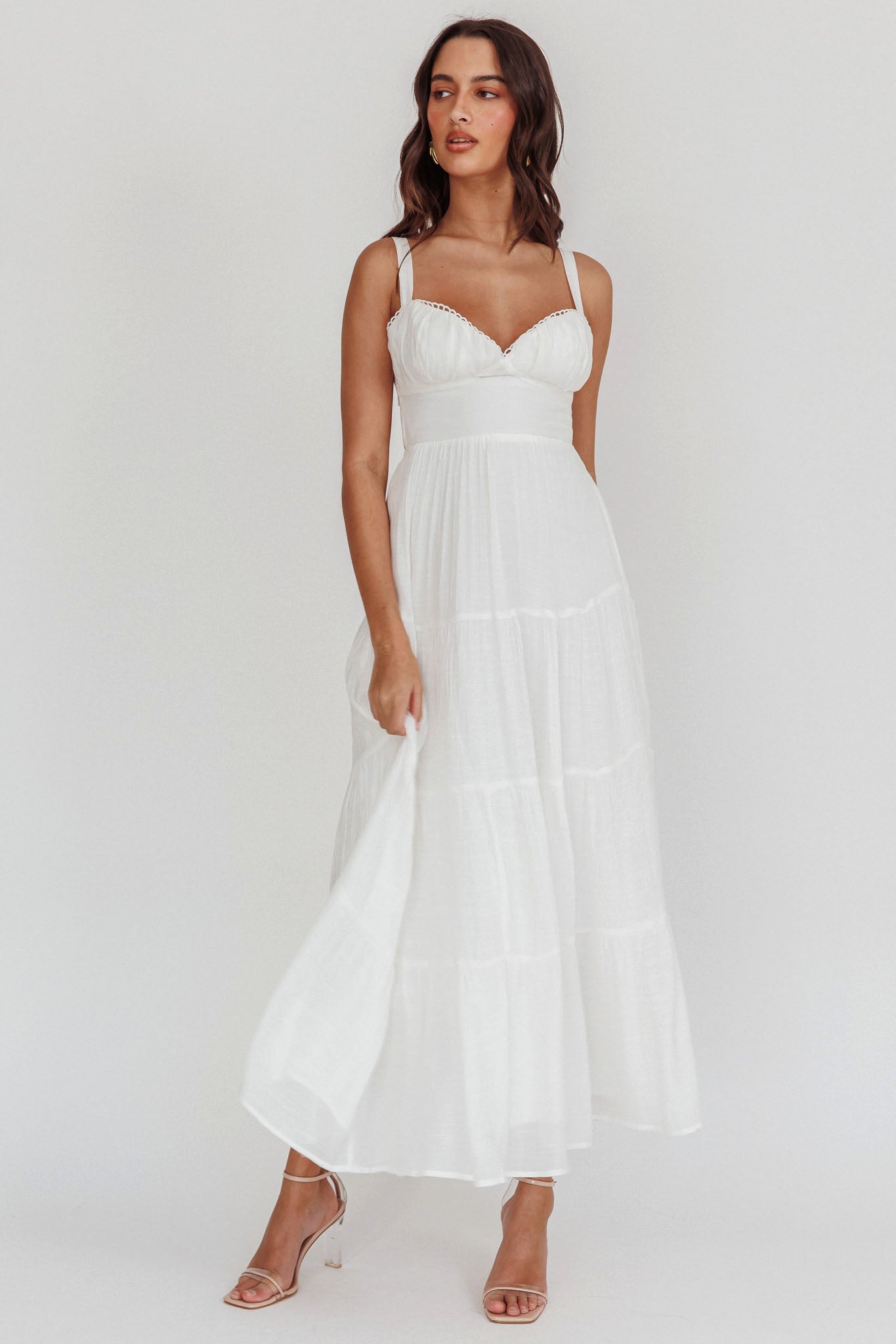 Neptune Cut Out Back A-Line Maxi Dress White by Selfie Leslie