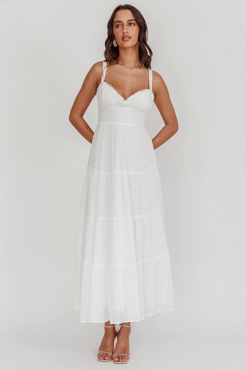 Neptune Cut Out Back A-Line Maxi Dress White by Selfie Leslie