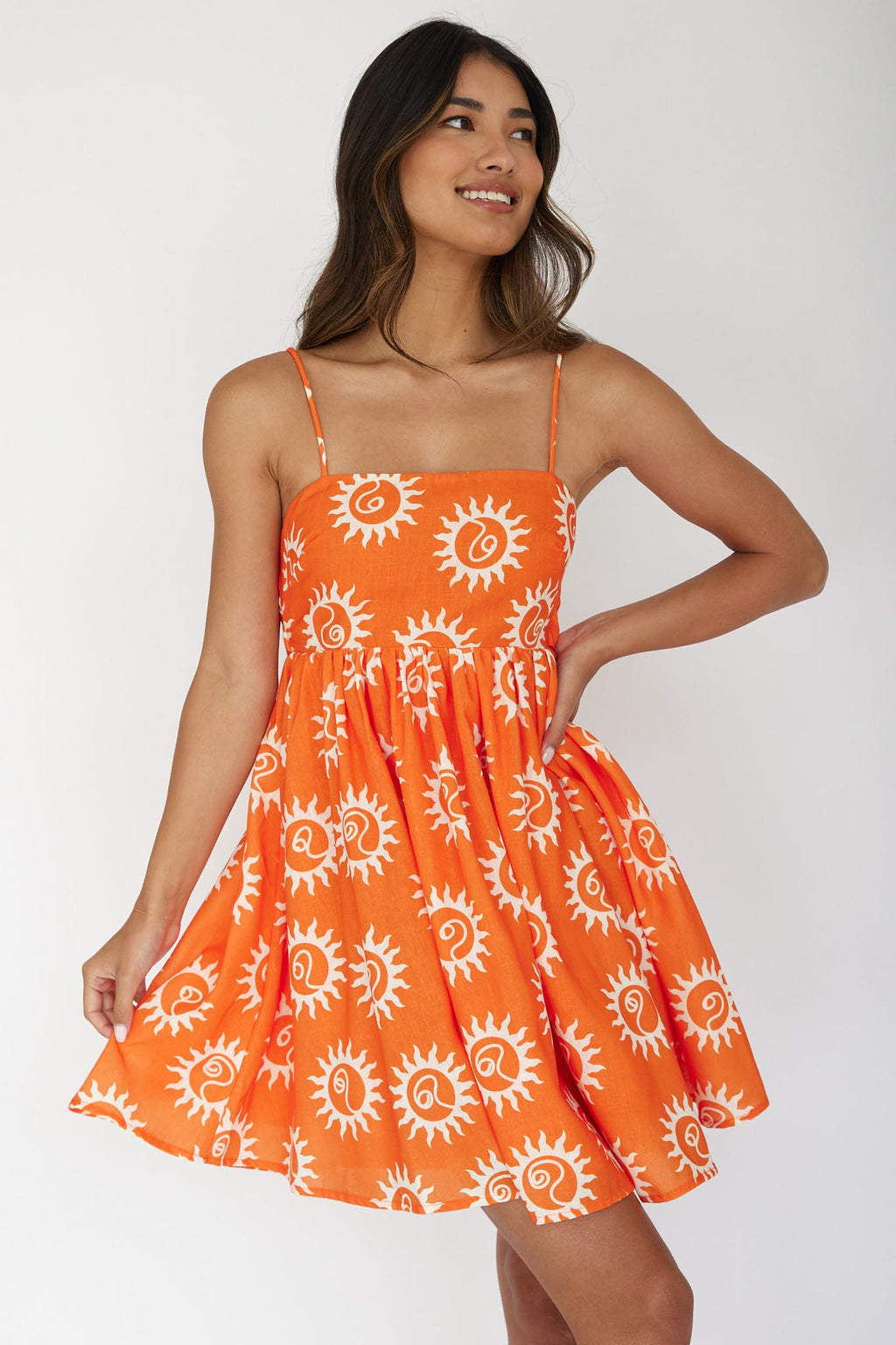 Sweet Solace Back Tie Mini Dress Sun Orange by Selfie Leslie