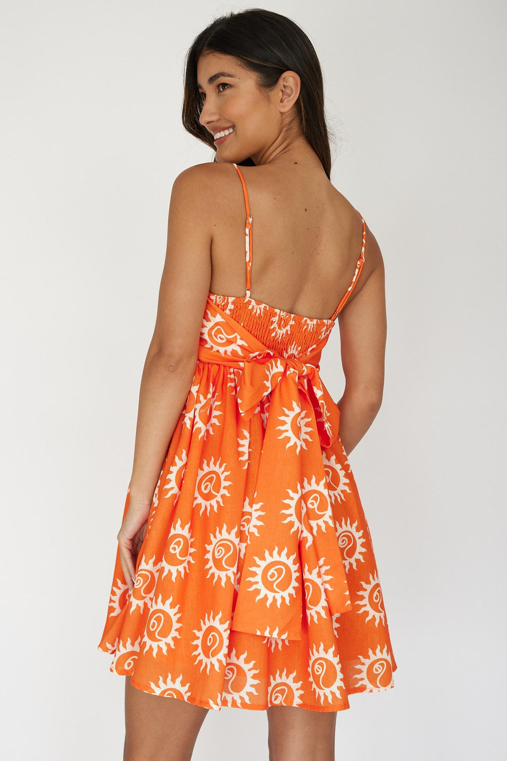 Sweet Solace Back Tie Mini Dress Sun Orange by Selfie Leslie