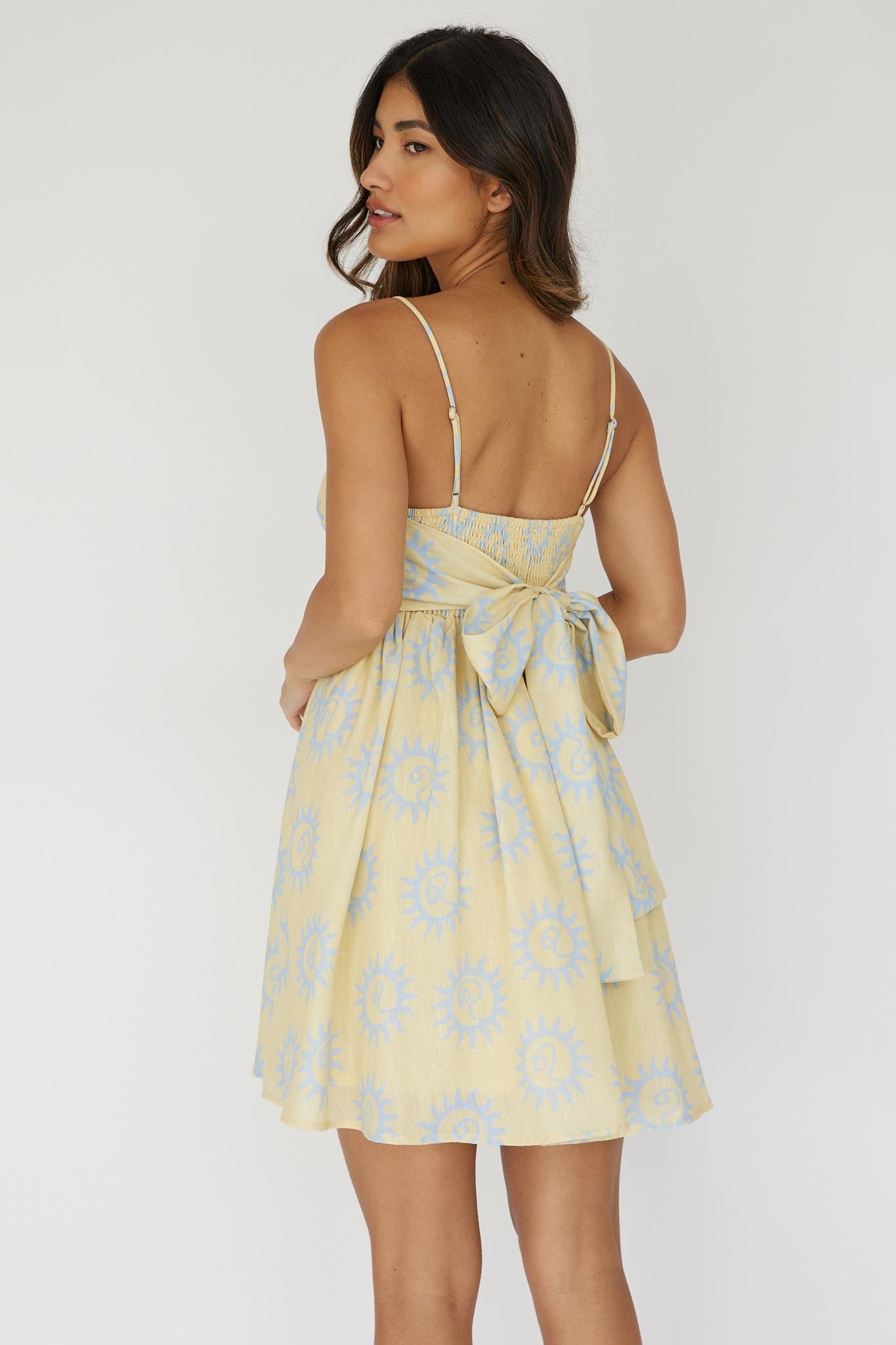 Sweet Solace Back Tie Mini Dress Sun Yellow by Selfie Leslie