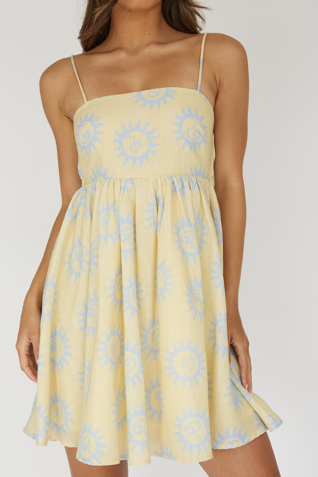 Sweet Solace Back Tie Mini Dress Sun Yellow by Selfie Leslie