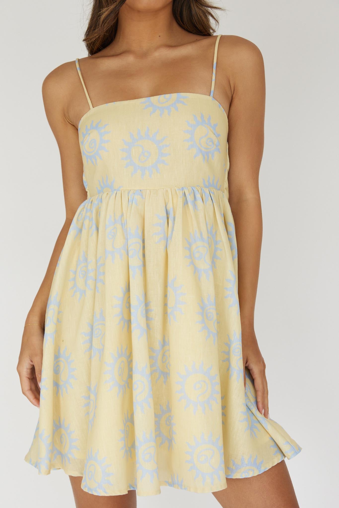 Sweet Solace Back Tie Mini Dress Sun Yellow by Selfie Leslie