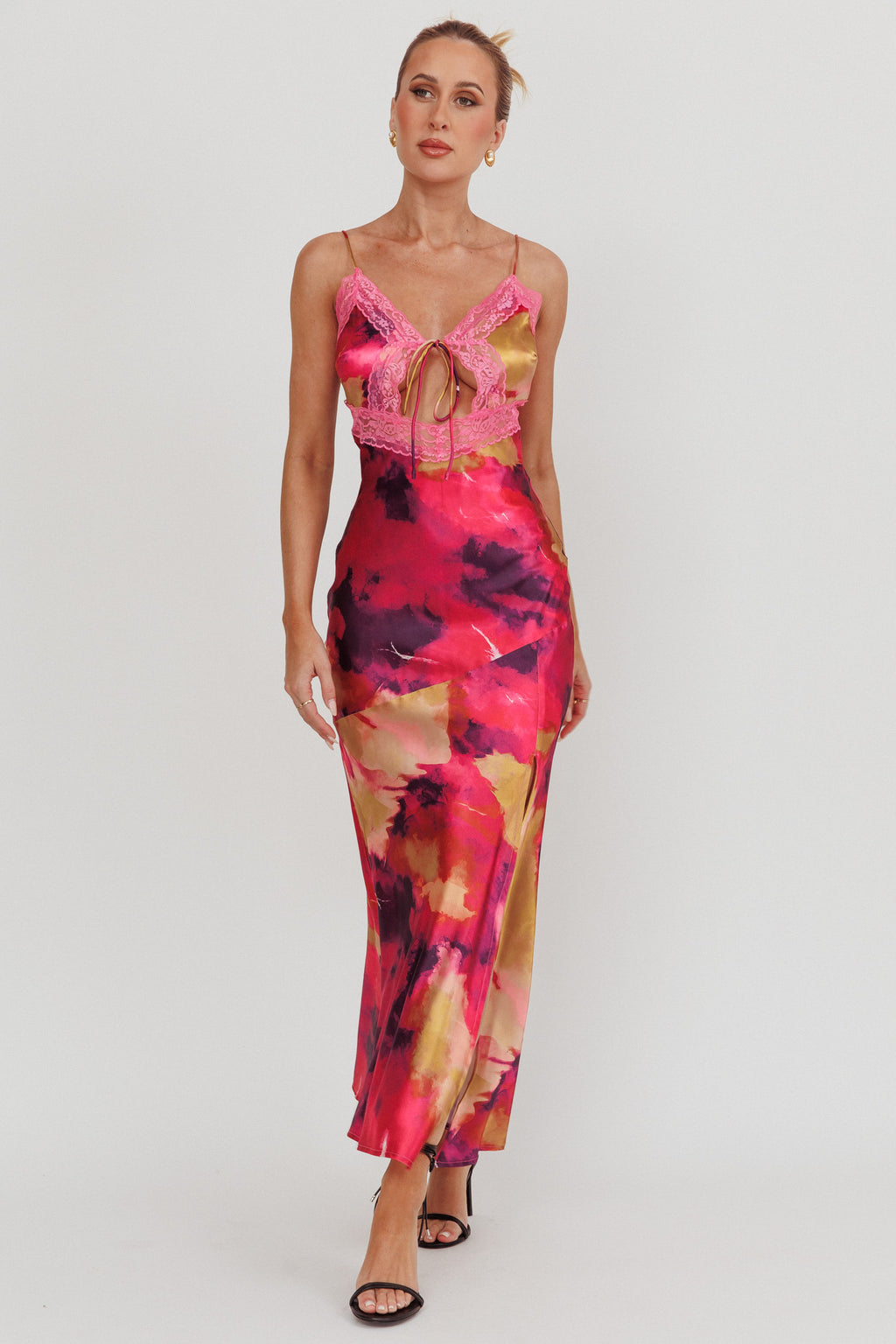 Saga Bust Keyhole Satin Maxi Dress Purple L