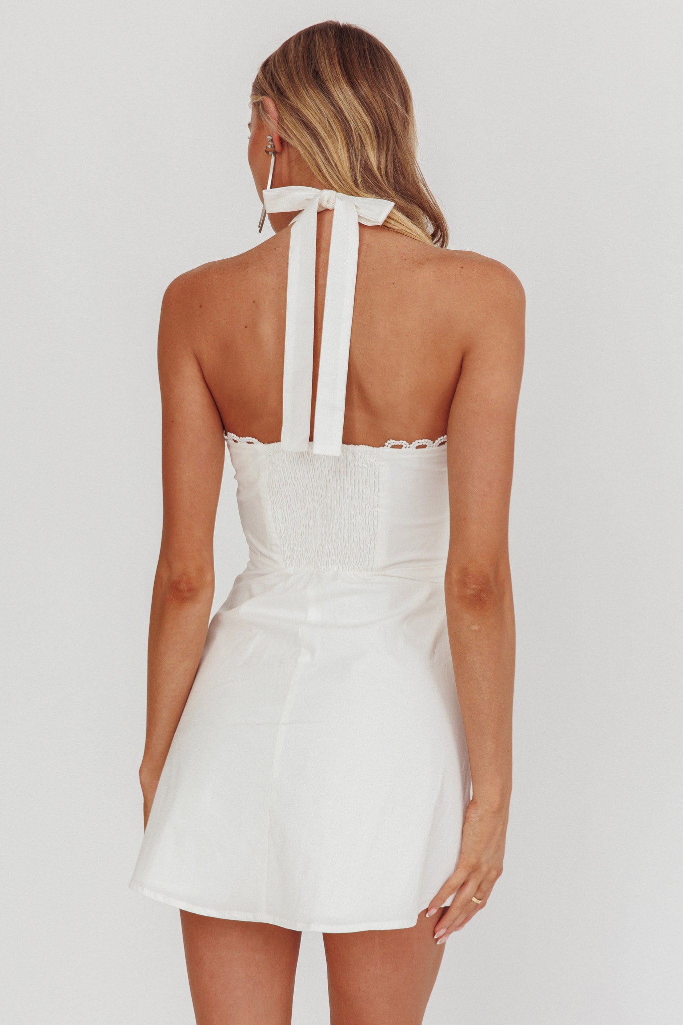 Jovial Halterneck Mini Dress White by Selfie Leslie