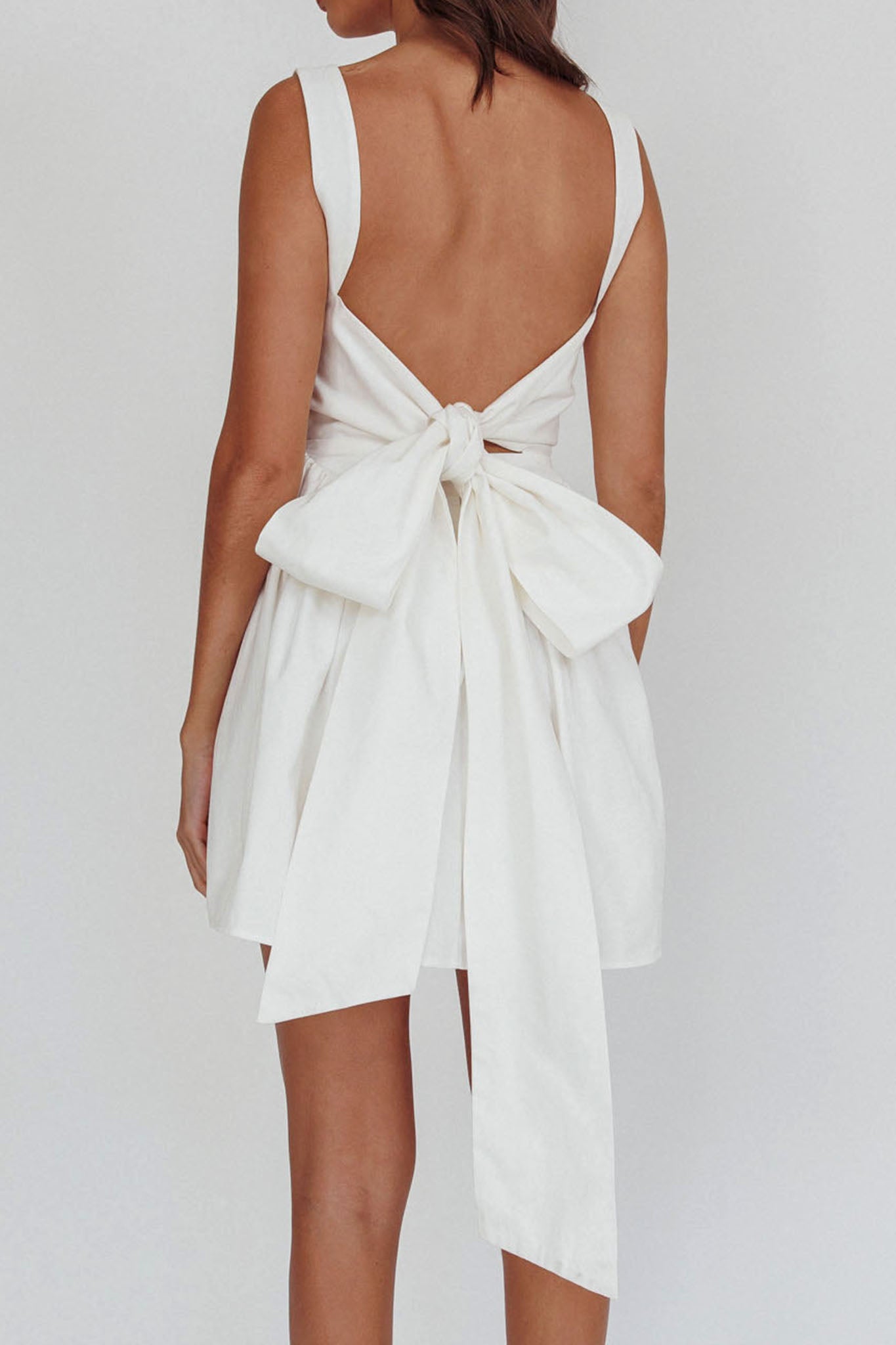 Irenic Bow Flare Mini Dress White Irenic Bow Flare Mini Dress White
