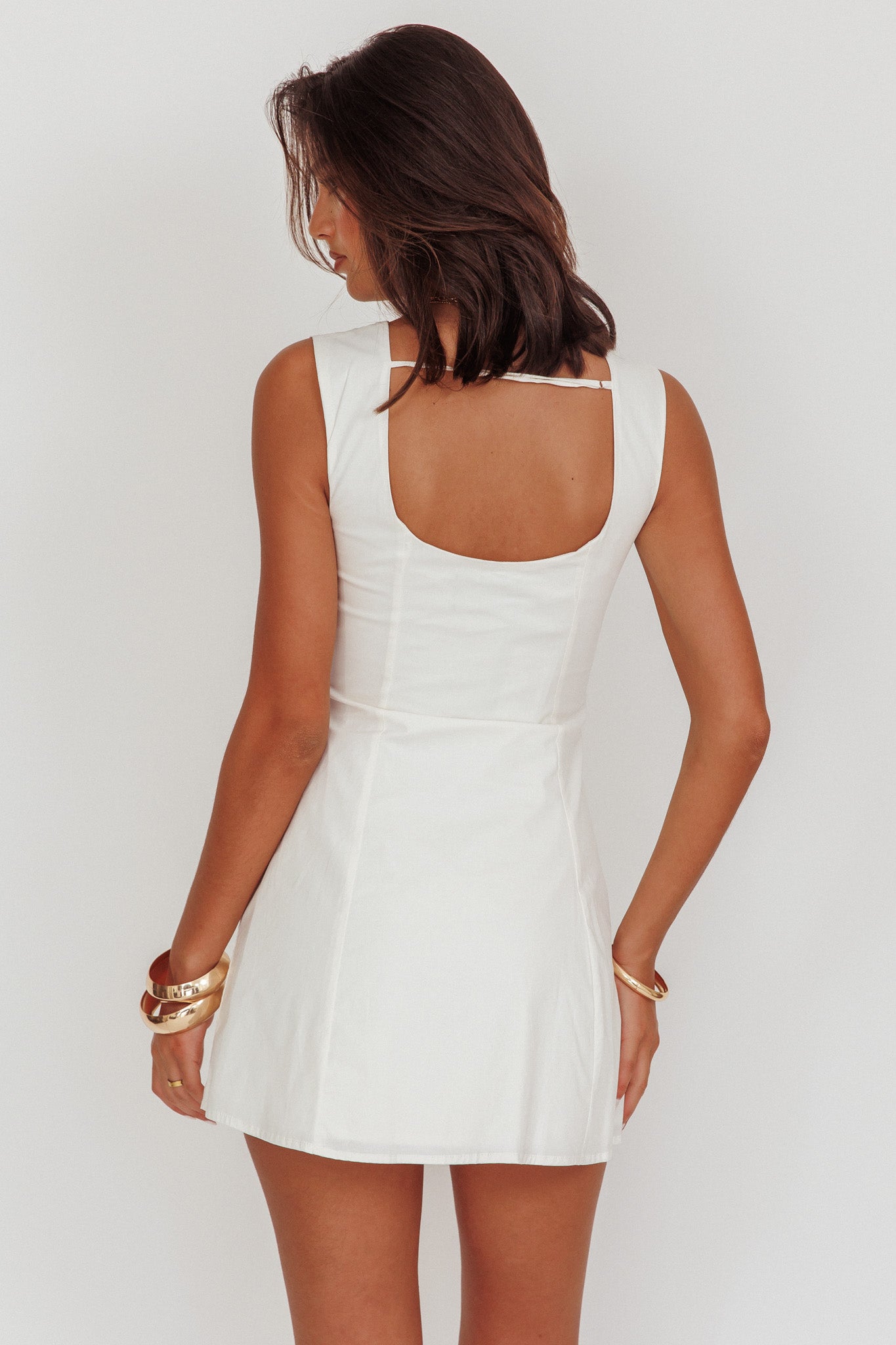 High Tide Buttoned Textured Mini Dress White Selfie Leslie High Tide Buttoned Textured Mini Dress White Selfie Leslie