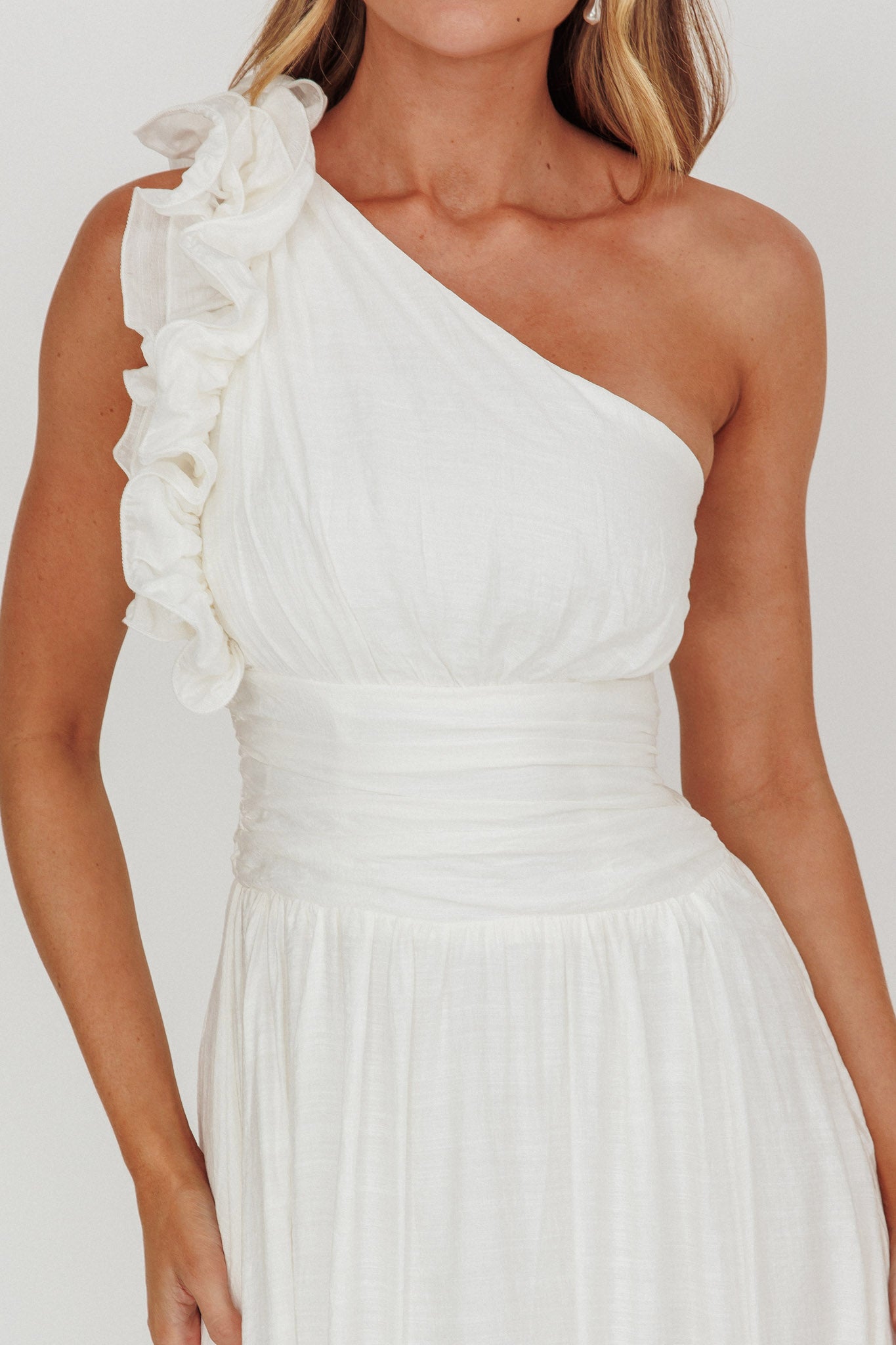 Antheia One-Shoulder Maxi Dress White | Selfie Leslie
