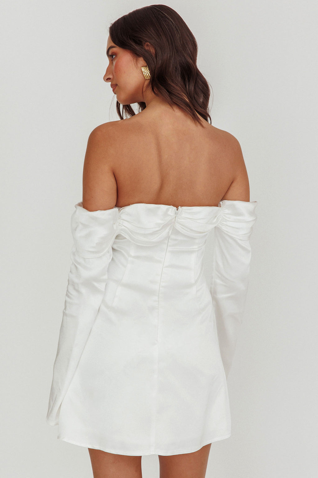 crystal bow off the shoulder mini dress Lilith Off Shoulder Bow Mini Dress White– Selfie Leslie