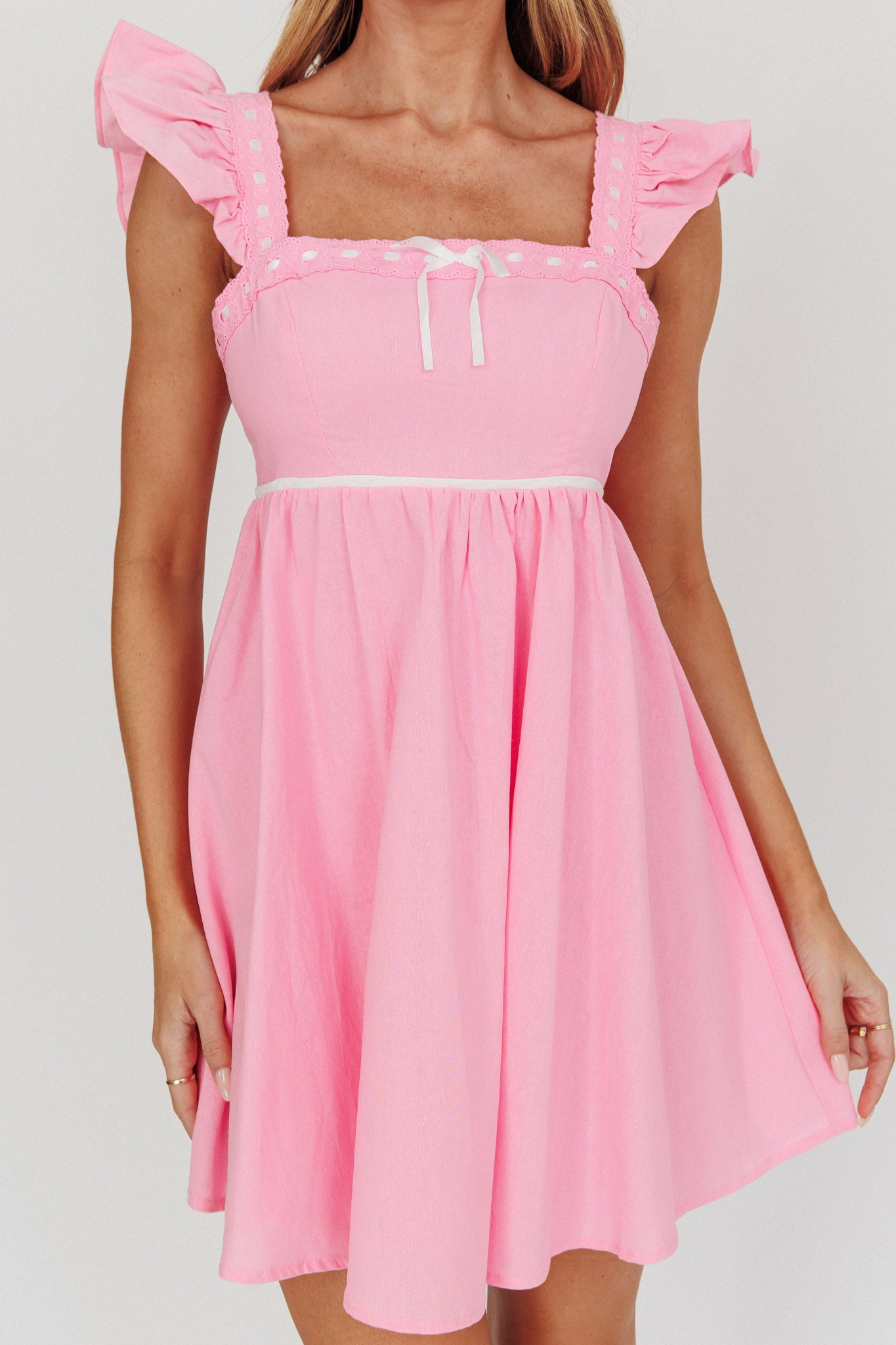 Angels Harp Babydoll Mini Dress Light Pink | Selfie Leslie