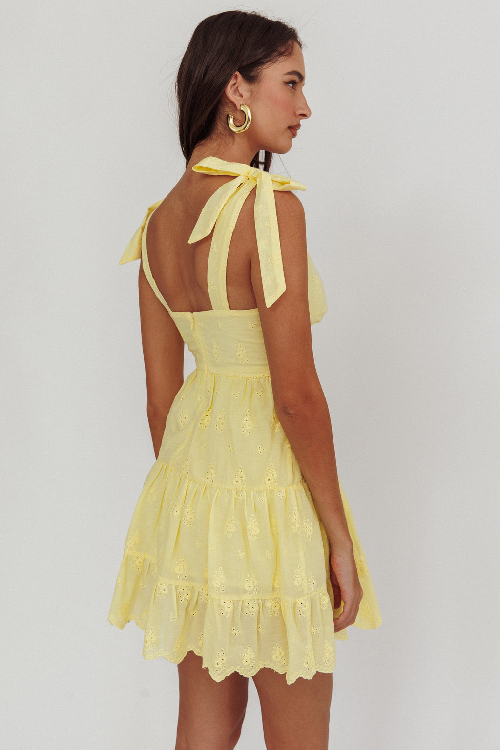 Ardent Tied Shoulder Mini Dress Lemon by Selfie Leslie