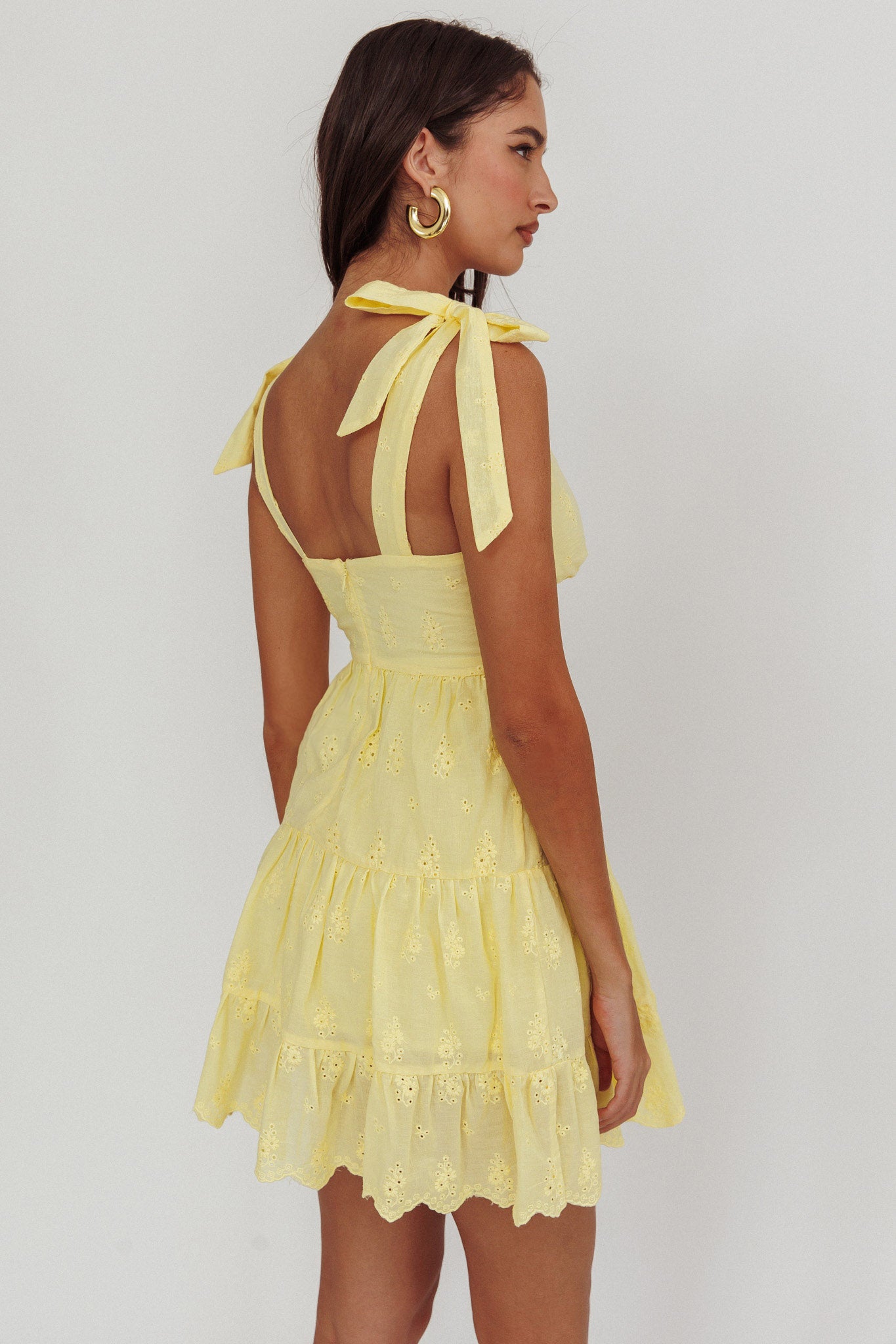 Ardent Tied Shoulder Mini Dress Lemon by Selfie Leslie