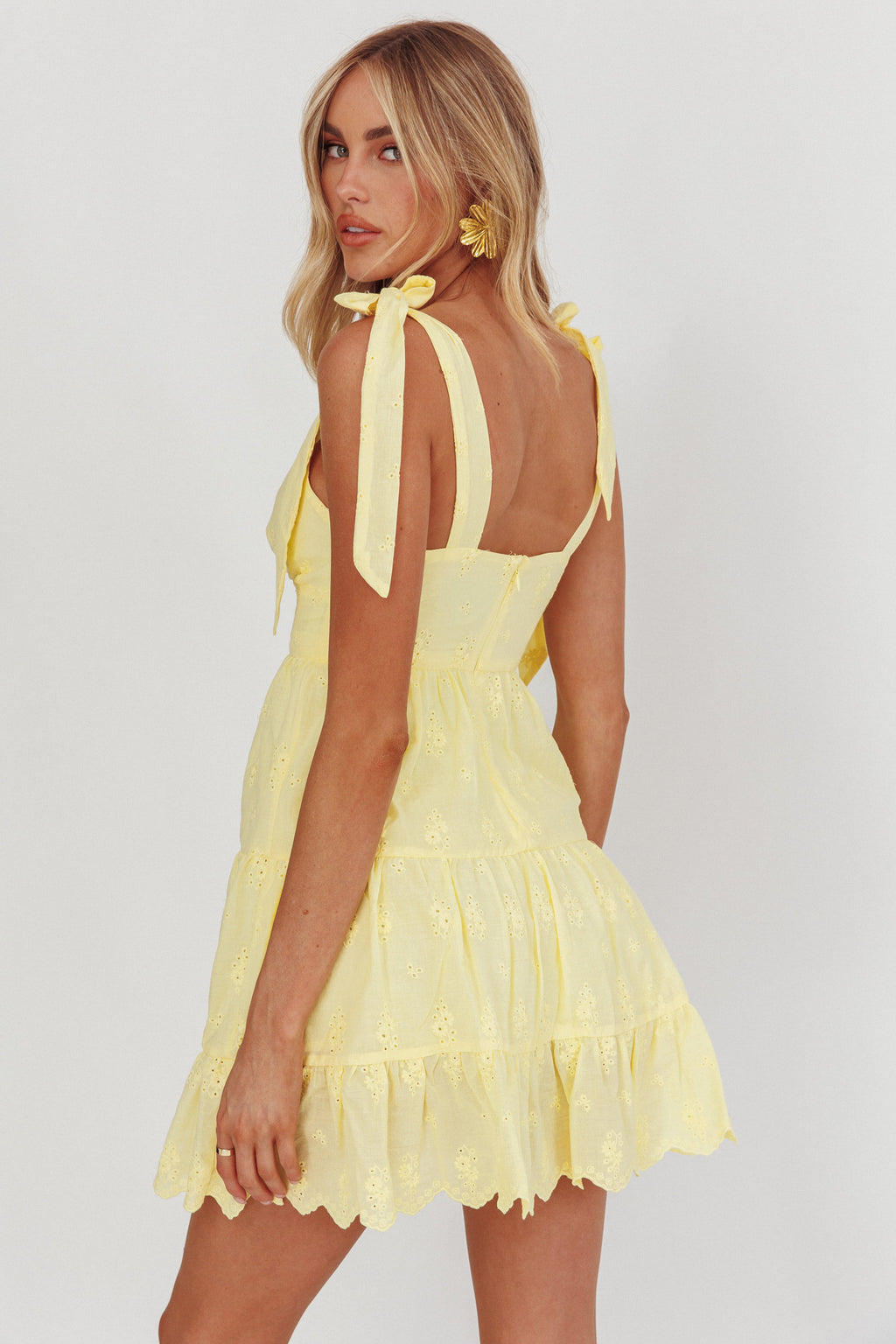Ardent Tied Shoulder Mini Dress Lemon by Selfie Leslie