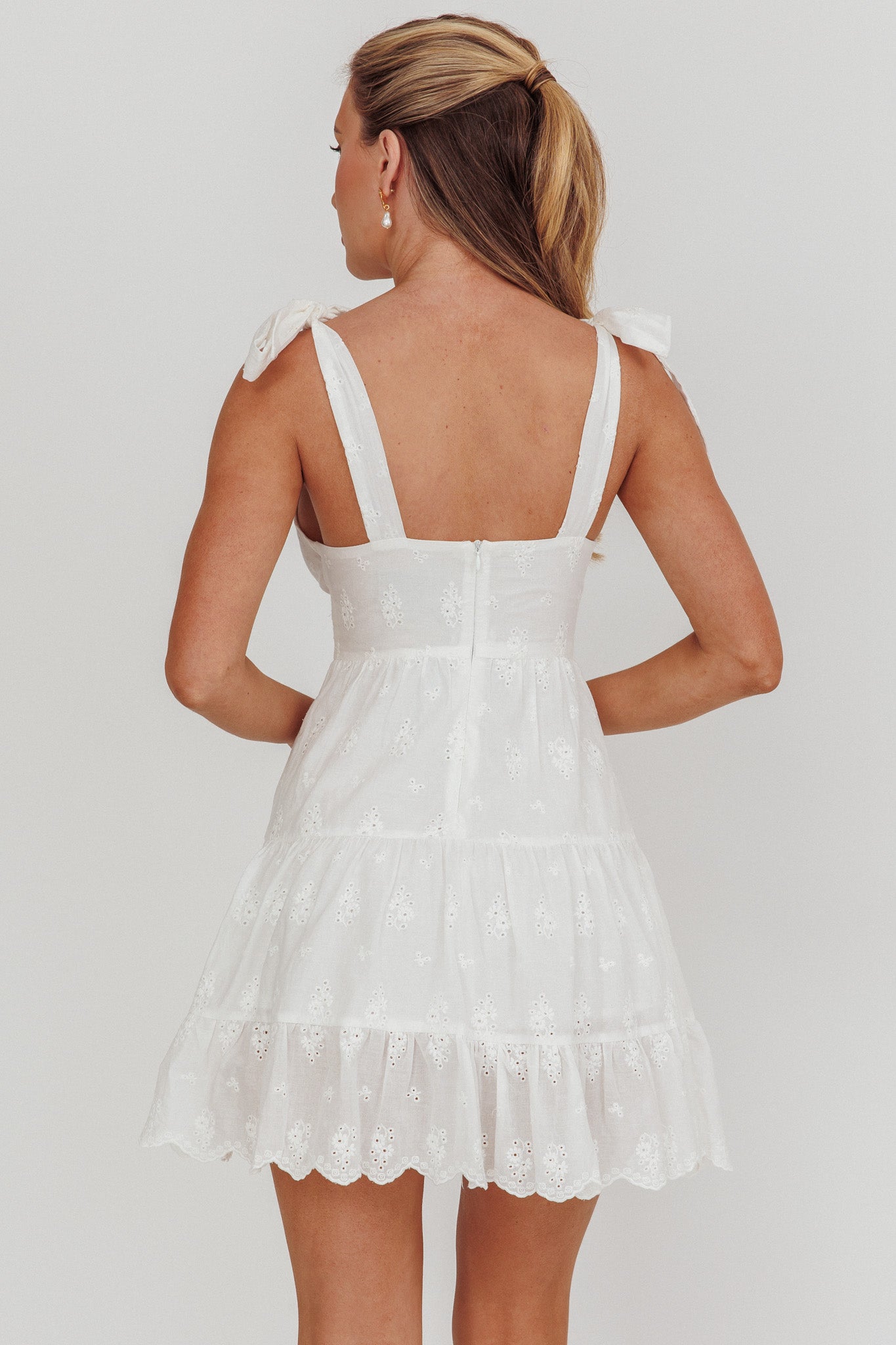 Ardent Tied Shoulder Mini Dress White by Selfie Leslie