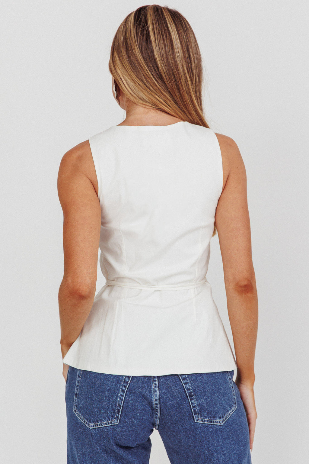 Ocean Waves Square Neck Top White by Selfie Leslie