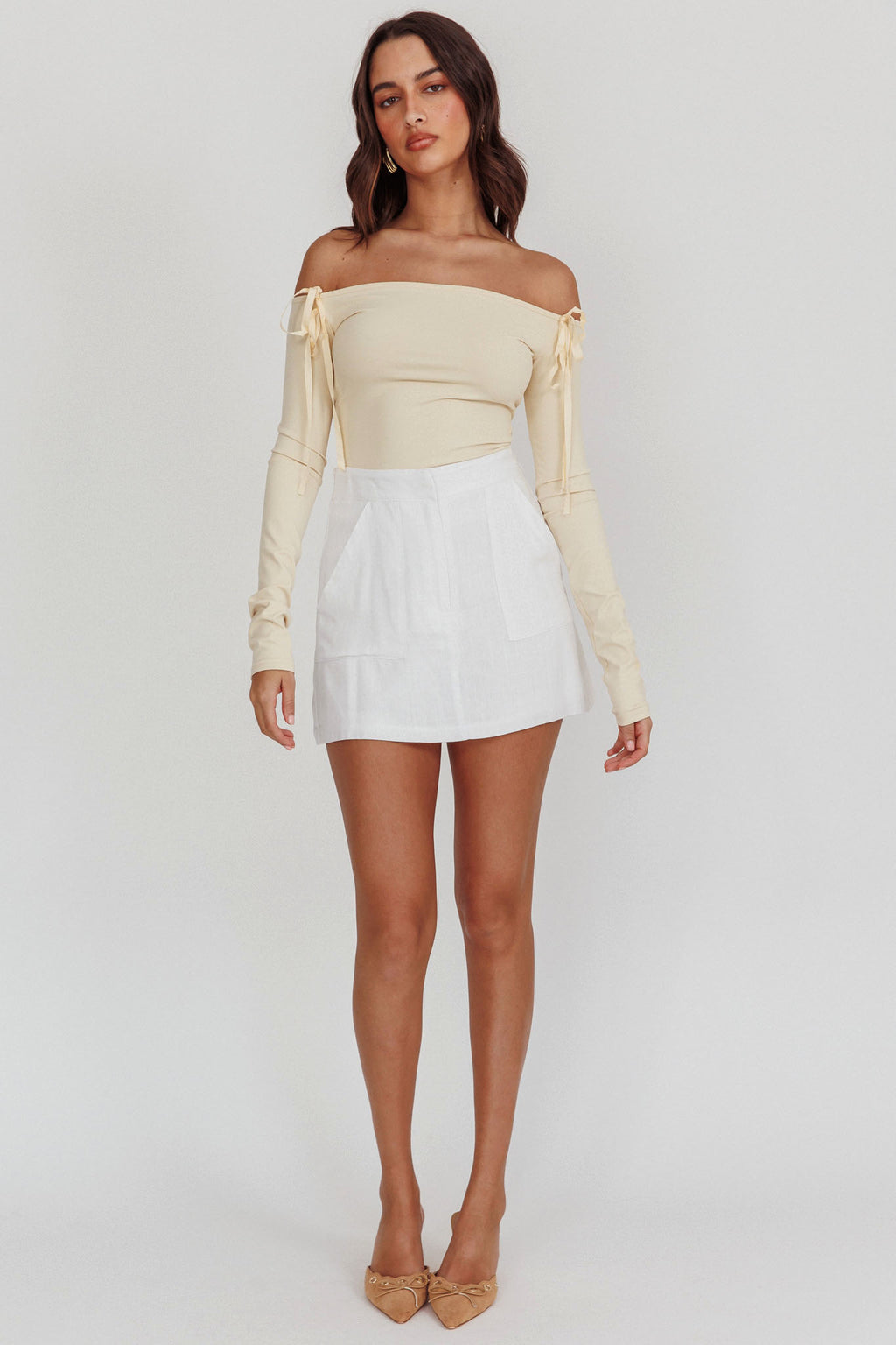 Euphoria Linen Skort White by Selfie Leslie