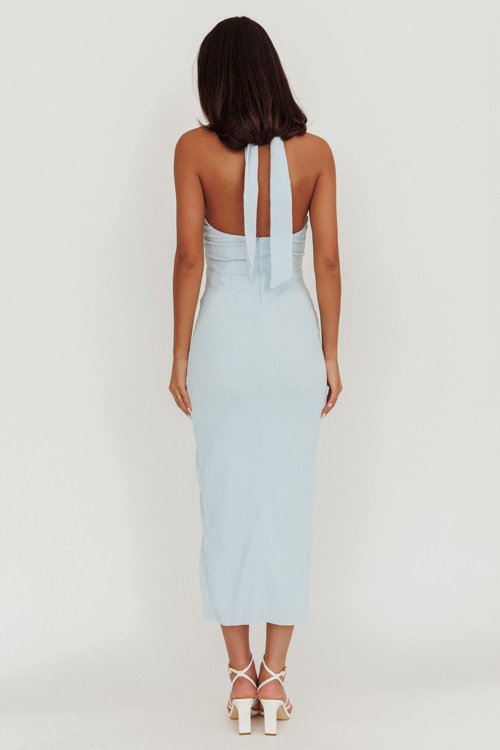 Oracle Halterneck Midi Dress Blue by Selfie Leslie