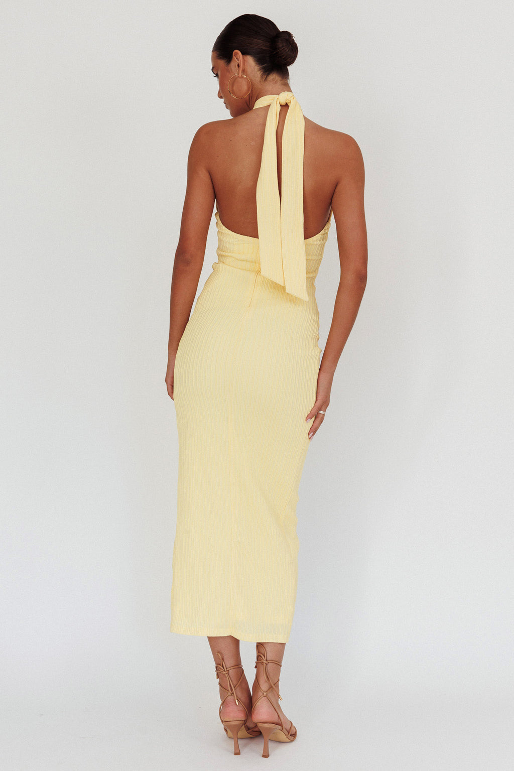 Oracle Halterneck Midi Dress Lemon by Selfie Leslie