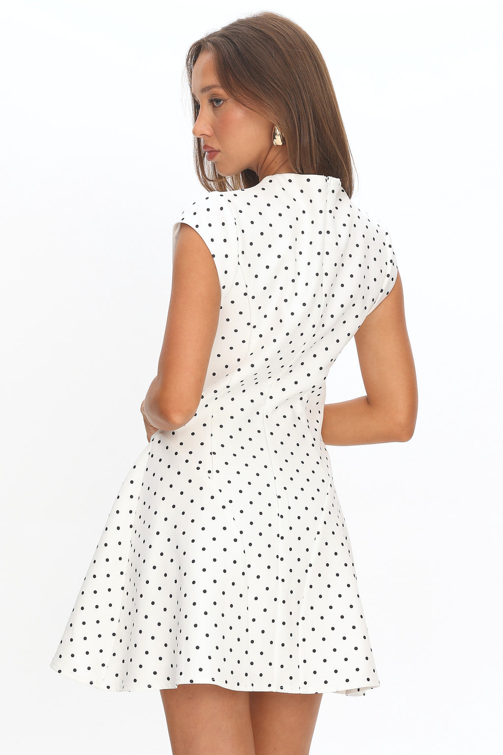 Aristos Cap Sleeve Mini Dress Polka Dot White Aristos Cap Sleeve Mini Dress Polka Dot White
