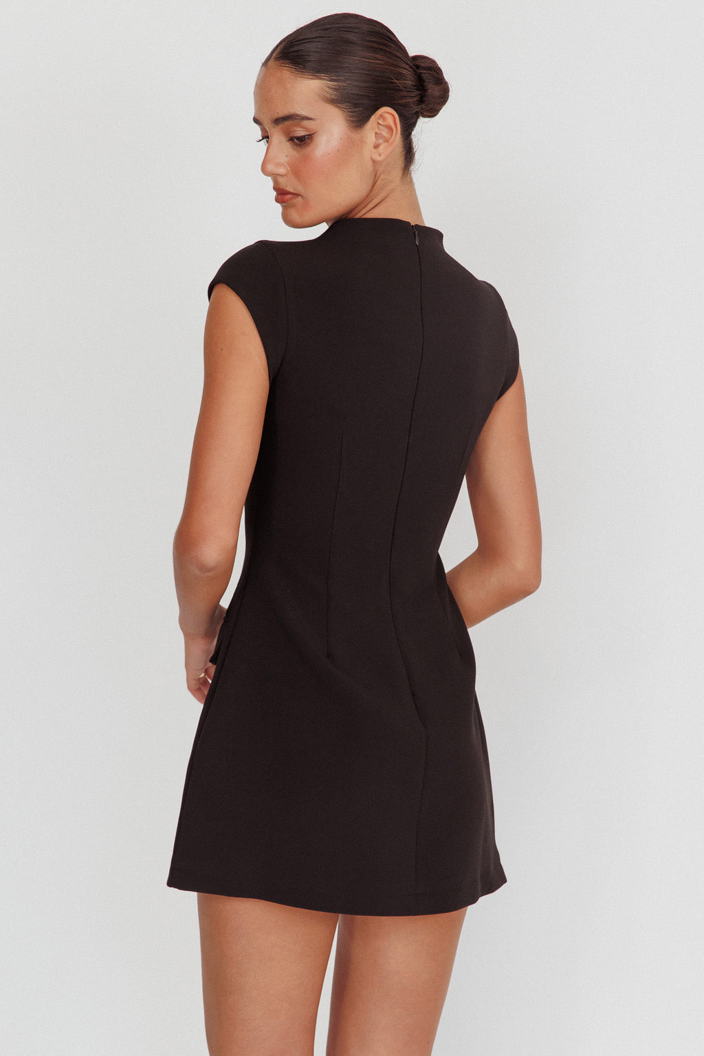 Aristos Cap Sleeve Mini Dress Black by Selfie Leslie