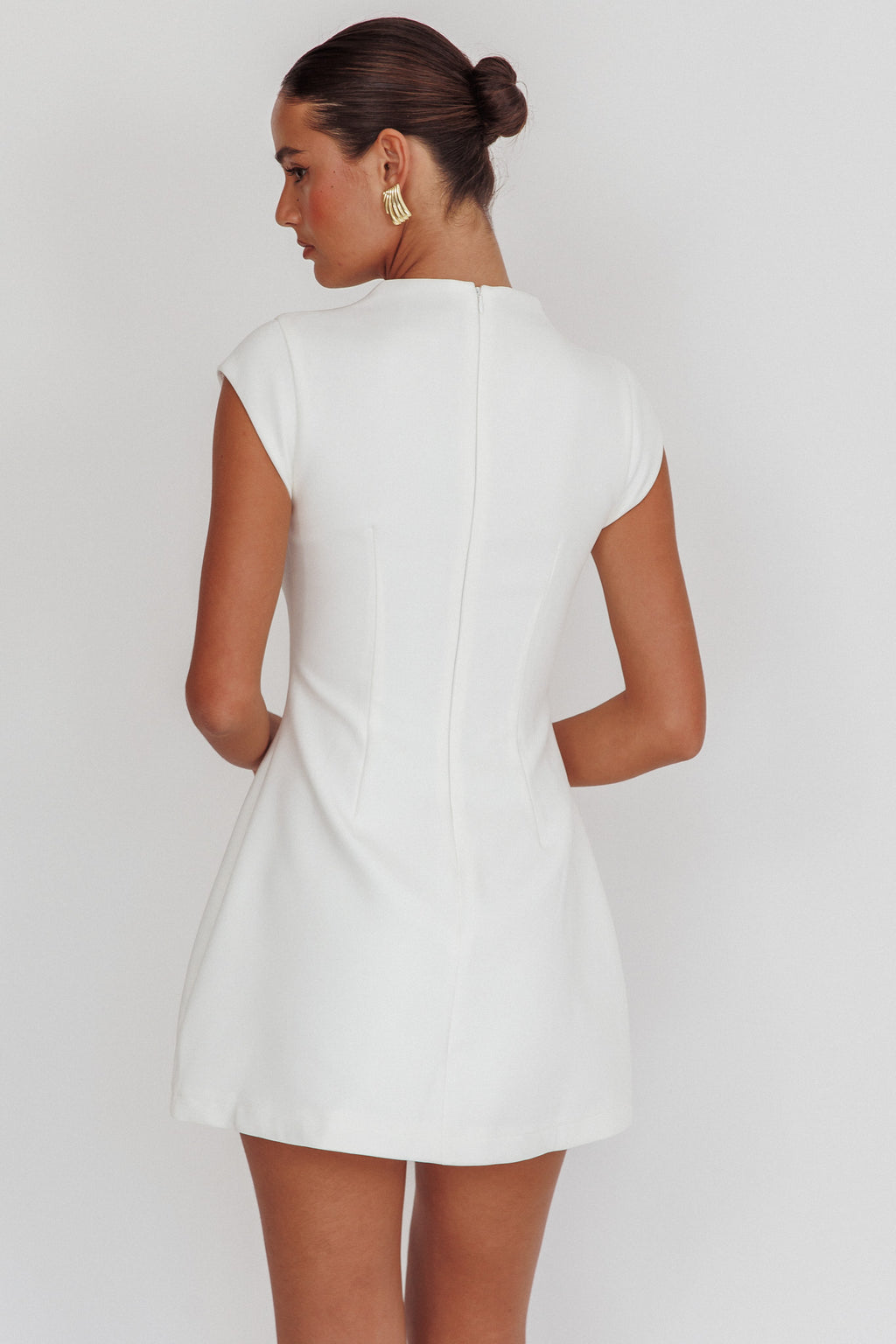 Aristos Cap Sleeve Mini Dress White by Selfie Leslie